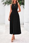 PRETTYGARDEN Spring Casual Dresses for Women 2026 Summer Business Work Midi Sleeveless A Line Pleated Cocktail Dress