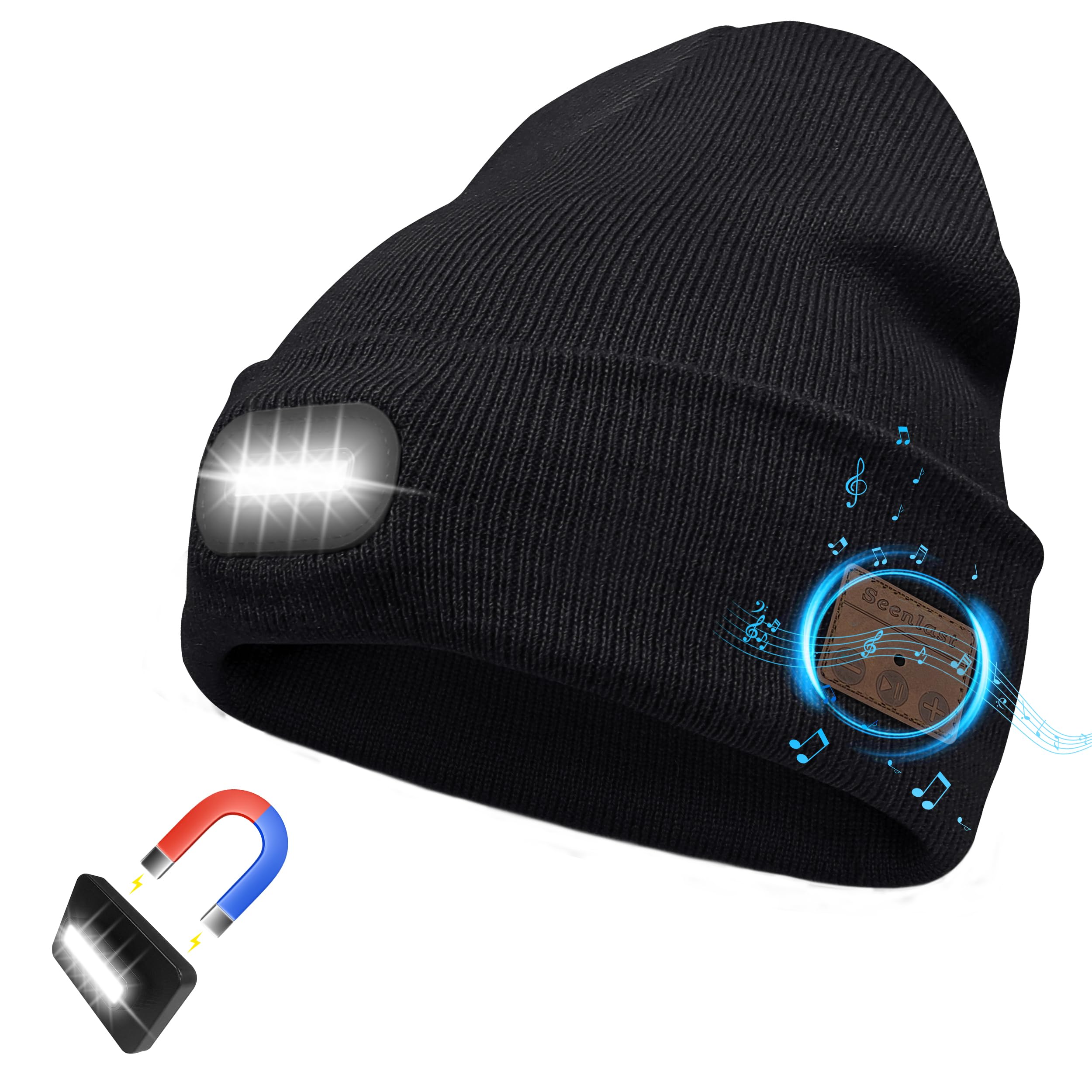 Regalo Uomo Cappello Bluetooth Berretto Uomo Idee Regalo Natale Cappello Sportivi Musicale Bluetooth Lavorato a Maglia Berretto Cappello Invernali con Cuffie Stereo e Microfono Vivavoce