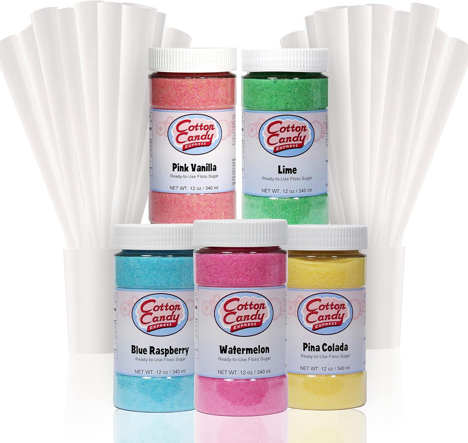 Cotton Candy Express 100Count Paper Cones with Pink