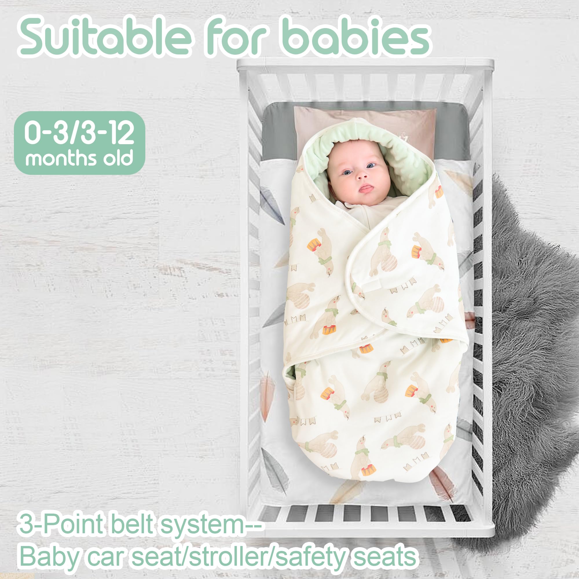 Miracle Baby Couverture D'emmaillotage Hiver Bébé, Chancelière Universelle, Couverture Enveloppante Bébé pour Poussette, Siège Auto, 3-12 Mois, Lion De Mer
