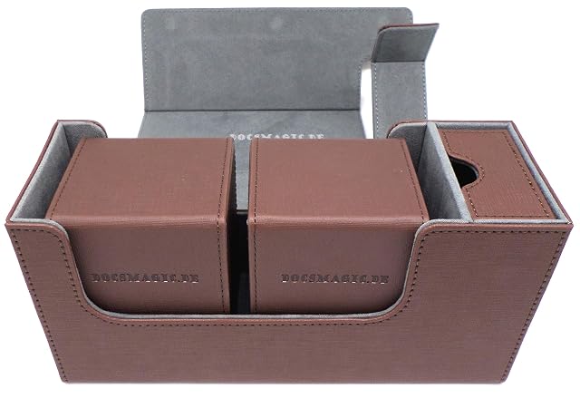 docsmagic.de Premium Magnetic Tray Long Box Brown Small + 2 Flip Boxes - Marrón