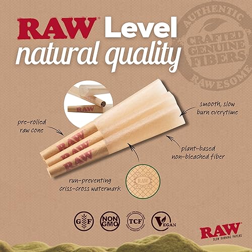 Miniatura 5 de RAW Conos preenrollados Paseador de perros de tamaño individual 7030 (2.756 in) Paquete de 100 Mini RAW Conos con puntas para fumar Papel de