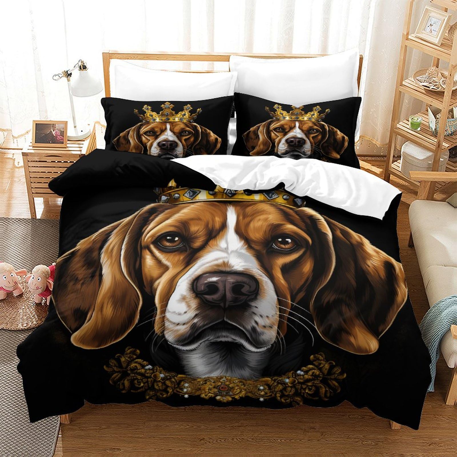 P1S9U7W5Y 3D Printed Animal Dog Duvet Cover Set 3pcs Microfiber Pet Pattern Bedding Set Double