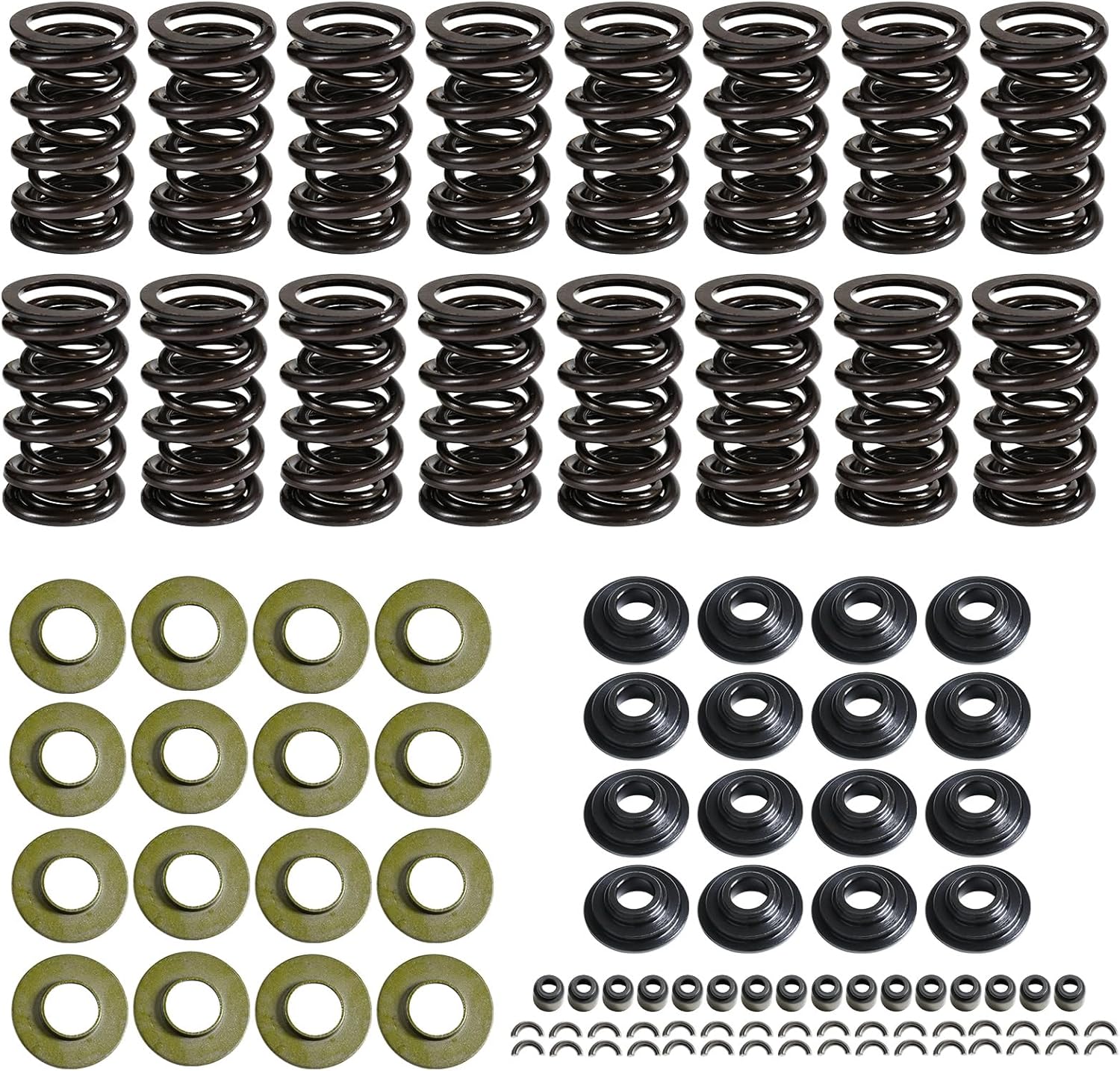 MITZONE 660" Lift Dual Valve Spring Kit with Steel Retainers, Locks & Seals for LS1 LS2 LS3 4.8 5.3 6.0 6.2 Engines SK001 SK001S