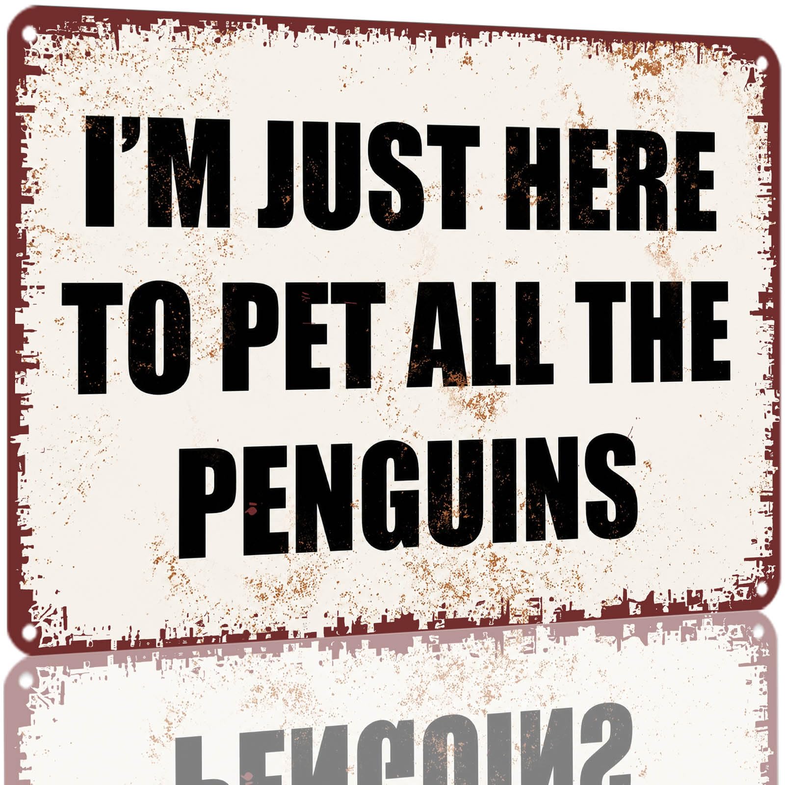 Kwqdozf As Pic I'm Just Here To Pet All The Penguins Vintage Metal Tin Sign 8X12inch Alumi