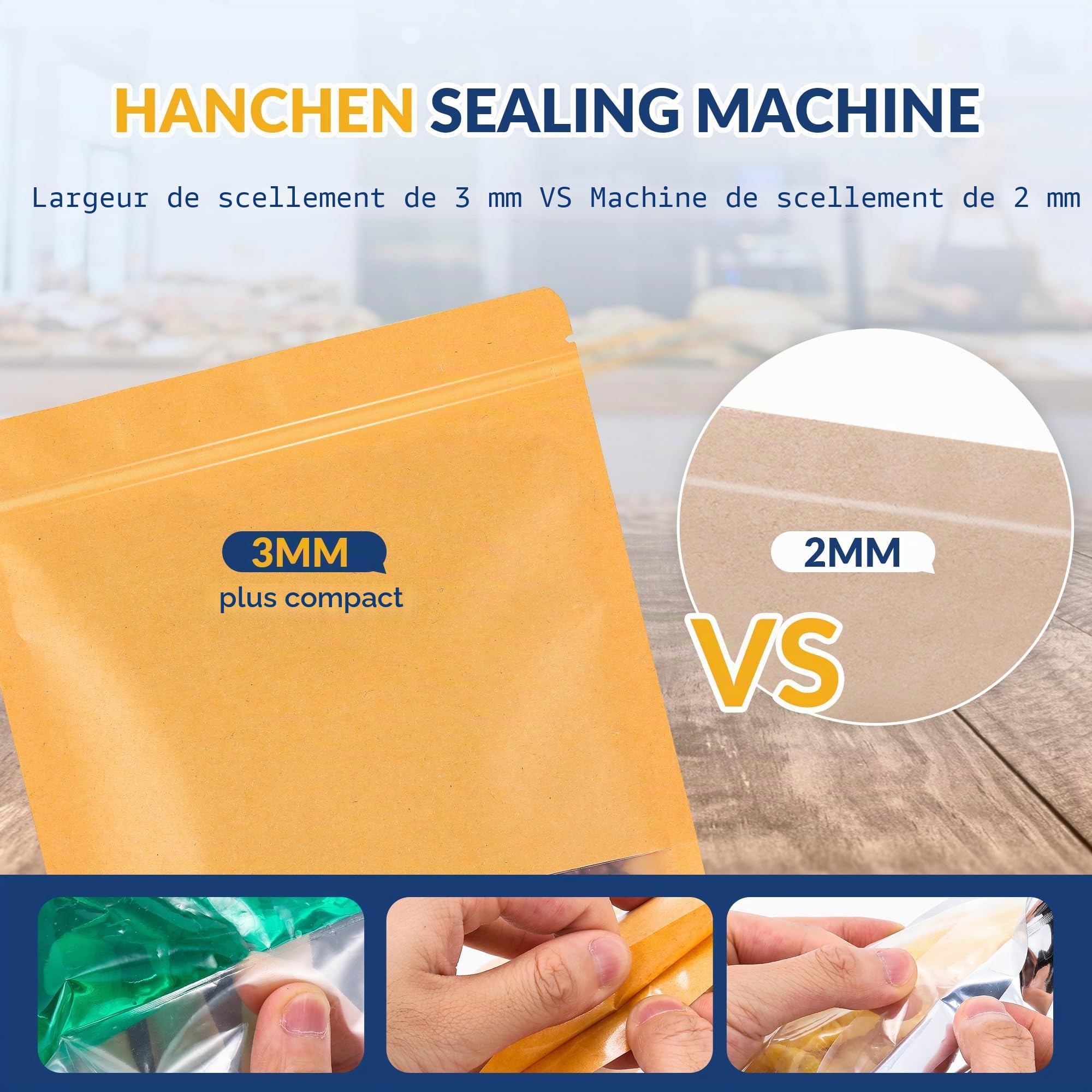 Hanchen Machine à Sceller à Chaud 400 mm (15,7 Pouces) - Soudeuse à Impulsion Portable - Petit Masque de Scellage à Chaud - Pour Aliments