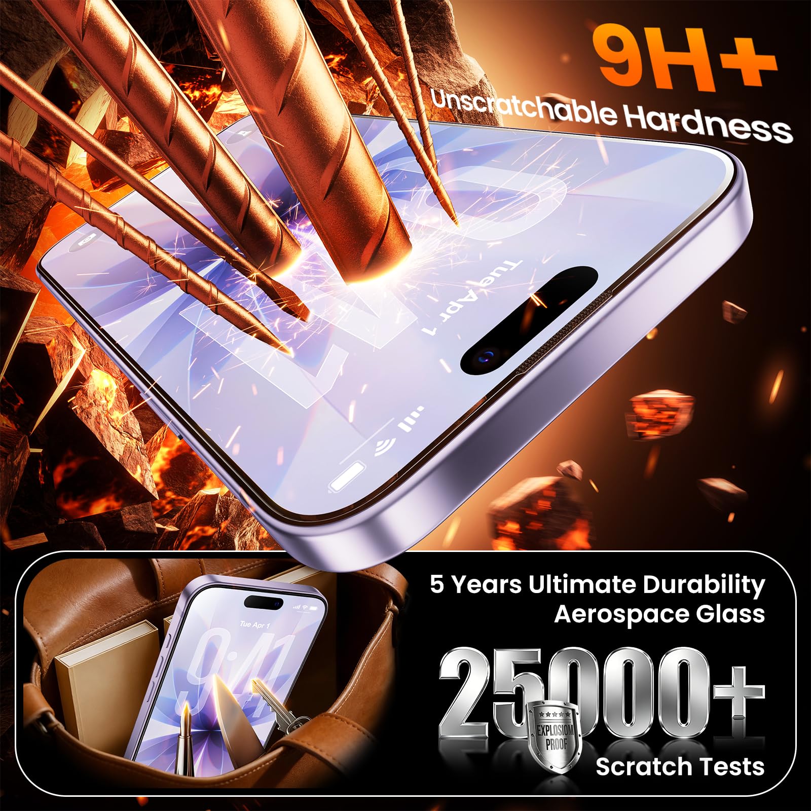 toushion Confezione da 3 pellicole protettive per iPhone 17, in vetro temperato 9H+, lunga durata, lisce e trasparenti, resistenti a graffi e cadute, compatibili con custodie, facili da installare