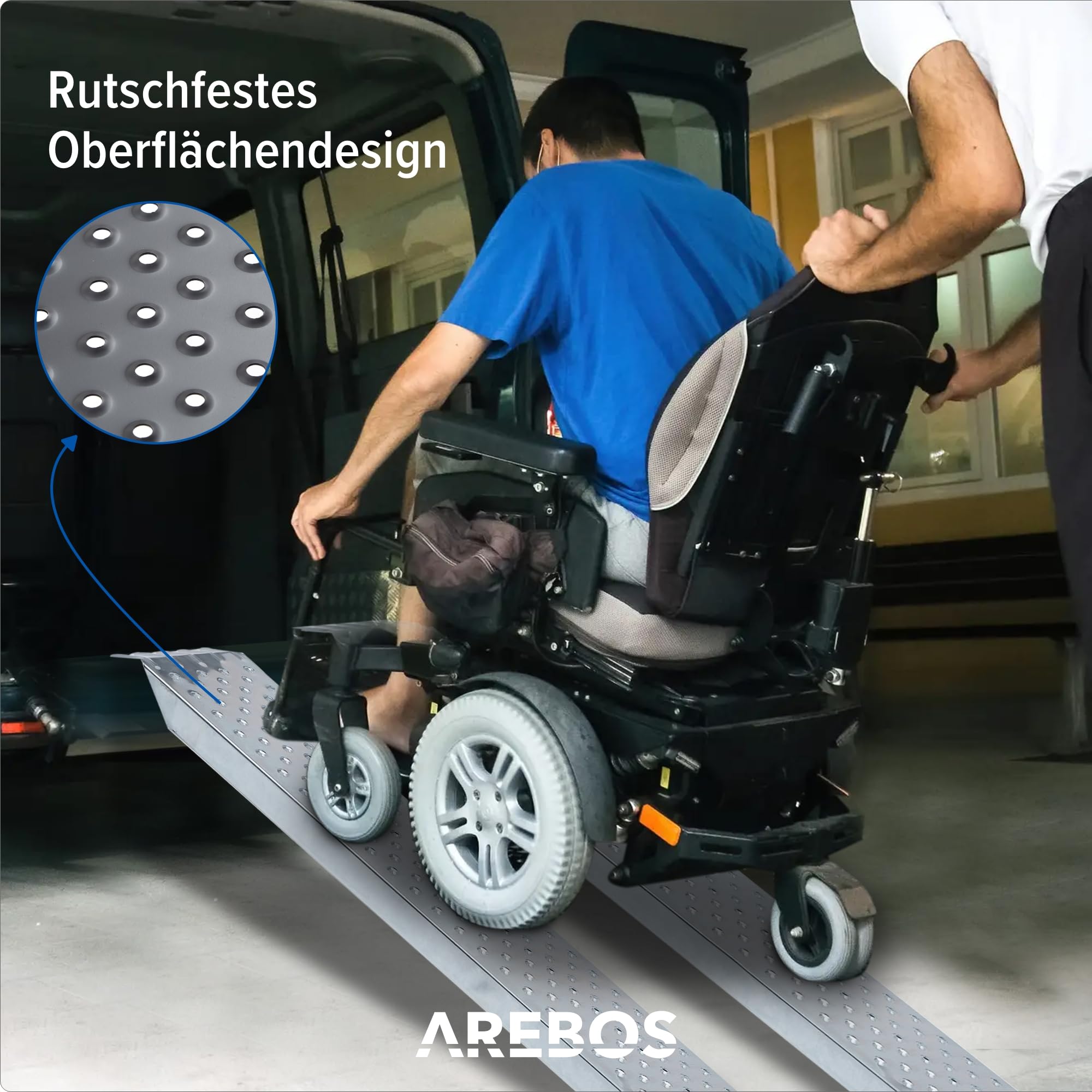 Arebos 2X Auffahrrampe | Motorrad Verladerampe | Verladeschiene verzinkter Stahl | 200kg pro Stück, 400kg pro Paar | Auffahrschienen Motorrad ATV Quad PKW Auto Laderampe | Anhängerrampe | Silber