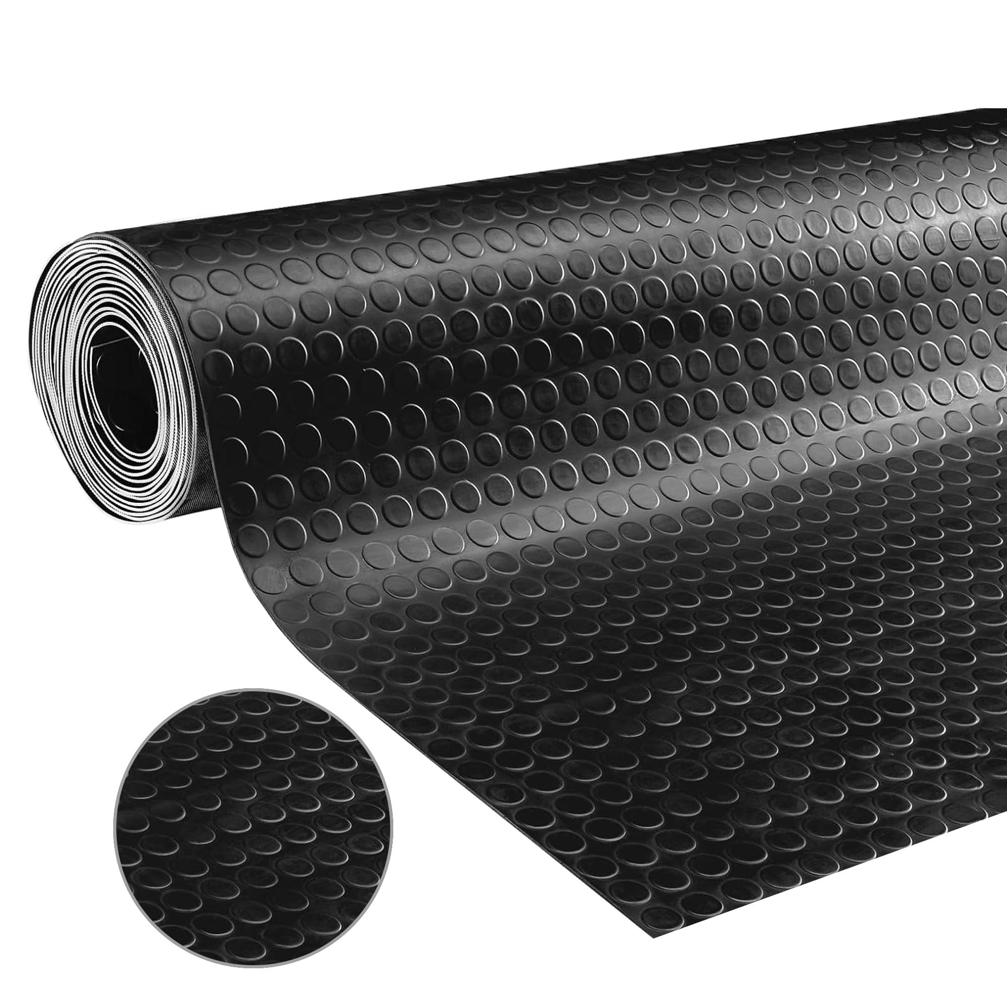 MYOYAY Gummimatte Meterware Bodenbelag 500x100 cm Gummiläufer Schutzmatte Noppenmatte Rutschfest Gummi Bodenmatte Arbeitsplatz-Matte 3mm Heavy Duty Industriell Gummimatten für Fabrik, Garage, Anhänger