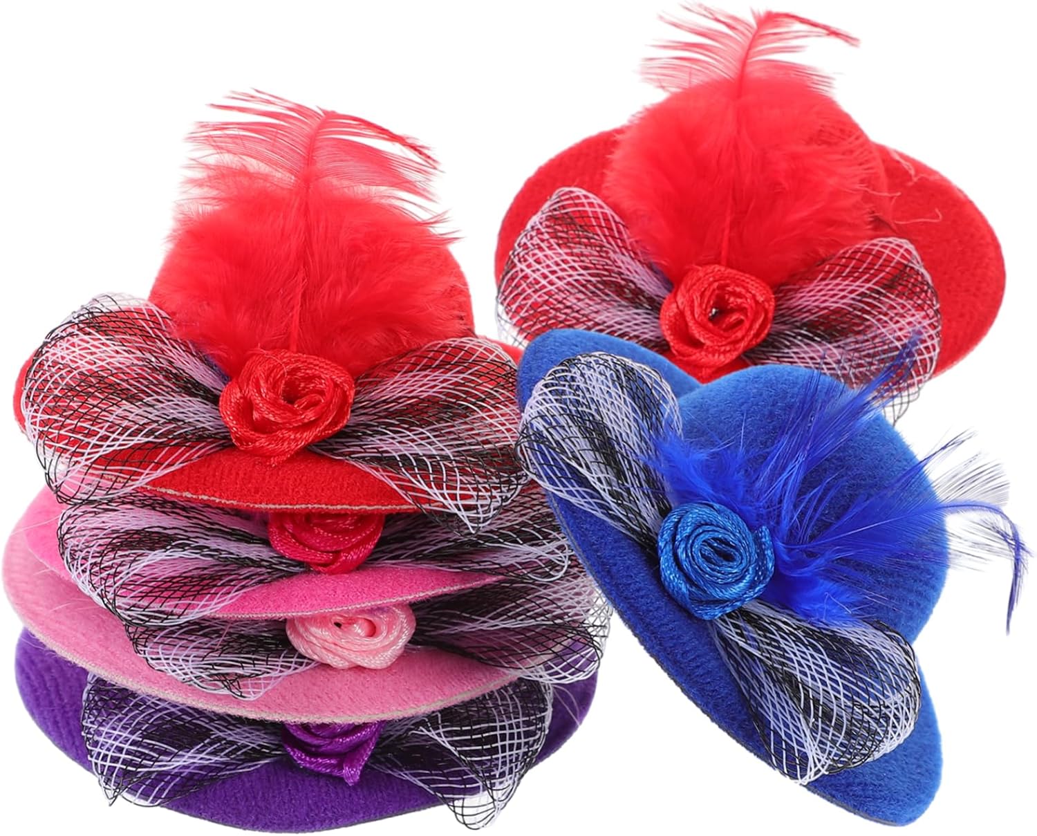 Vaguelly 6pcs Doll Dress up Hat Mini Tea Party Hats Hair Accessories Toys for Girls