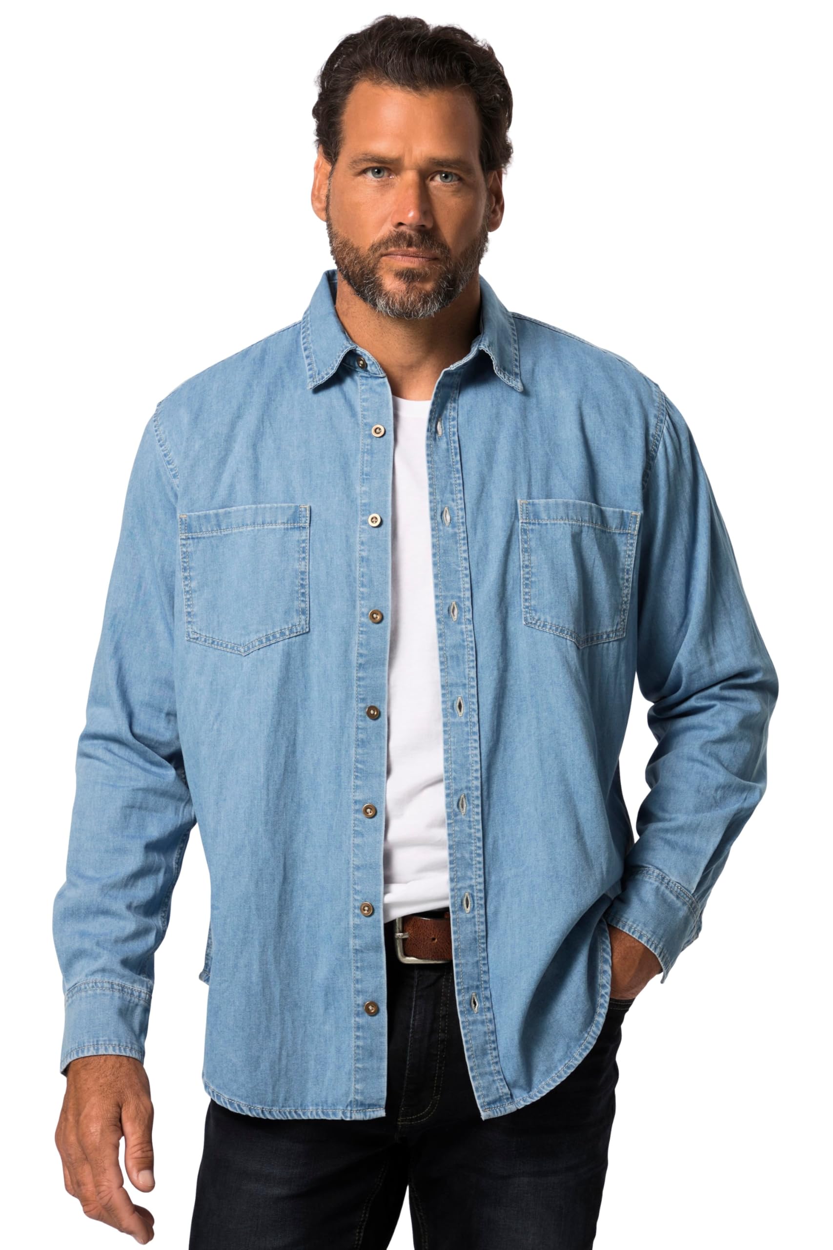 JP 1880 Camicia in Denim, MF, Kent, 1/1 Camicia Uomo (Pacco da 1)