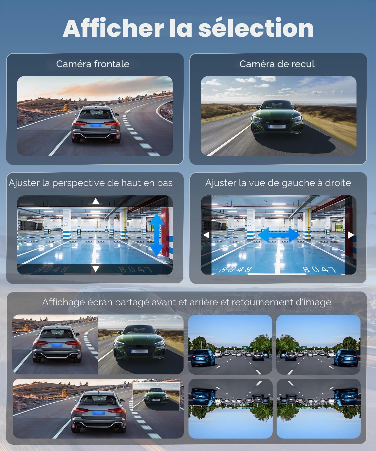 Rimoody 4K Rétroviseur Dashcam avec 1080P Caméra de Recul,9.66" Écran Tactile Avant et Arrière Double Lentille Dashcam Voiture HDR Vision Nocturne GPS/APP & WiFi Control/BSD & ADAS/Loop Video/G-Sensor