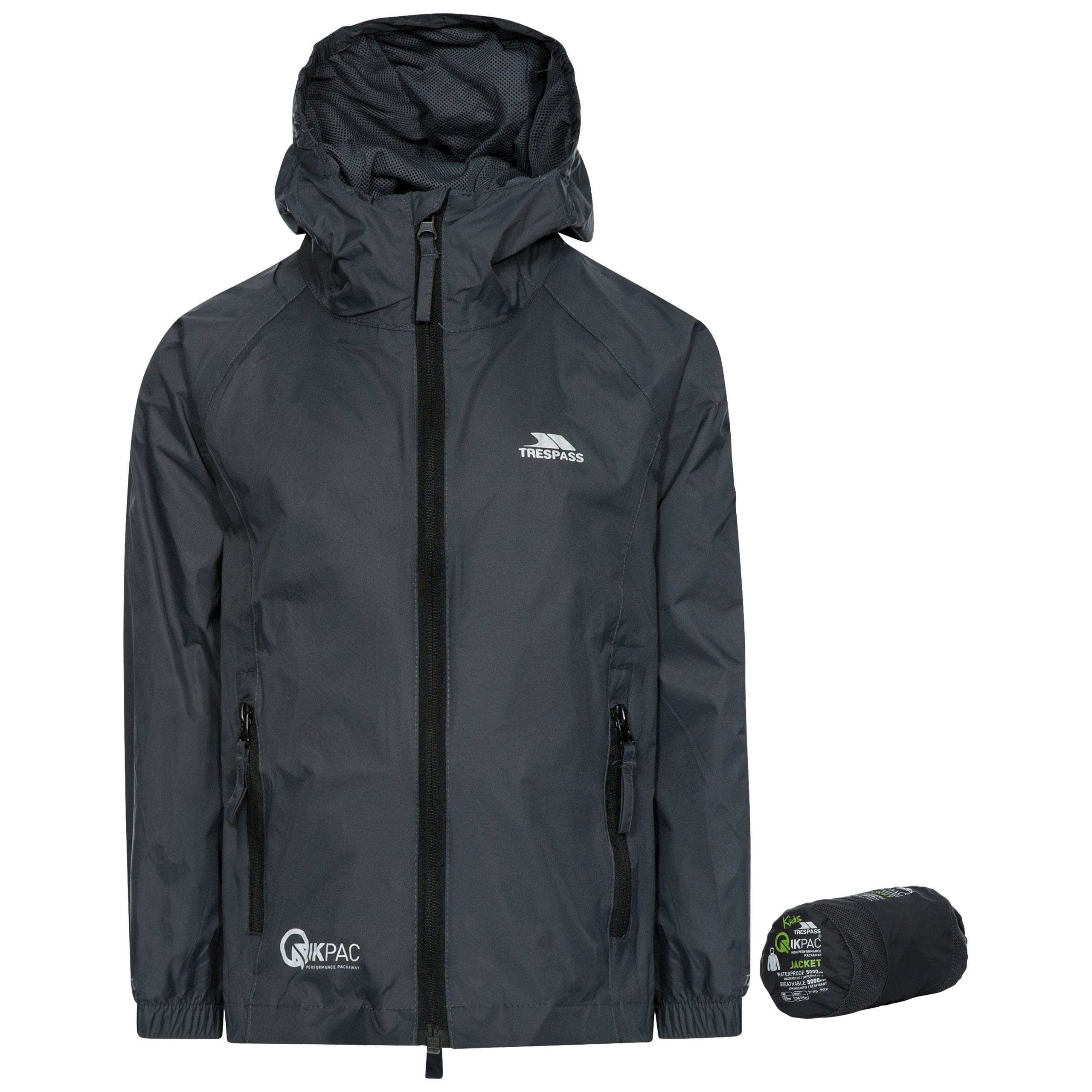 Trespass Kids Packaway Waterproof Jacket Qikpac Flint 11/12