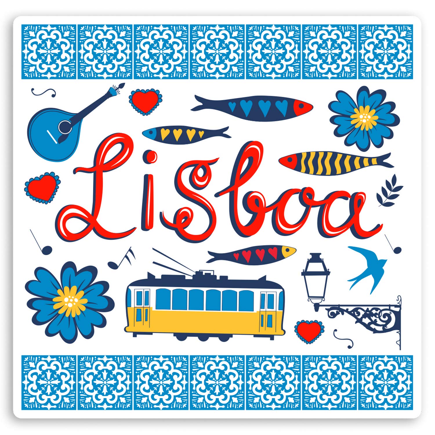 2 x 10cm Pretty Lisboa Portugal Vinyl Stickers - Travel Luggage Sticker #31520 (10cm Wide)