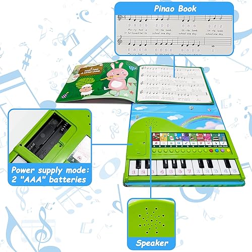 Miniatura 5 de EOOLEOW Juguetes para niños, libro de piano  20 teclas, teclado para niños, piano, juguetes educativos de música, regalos para niños y niñas de 3,
