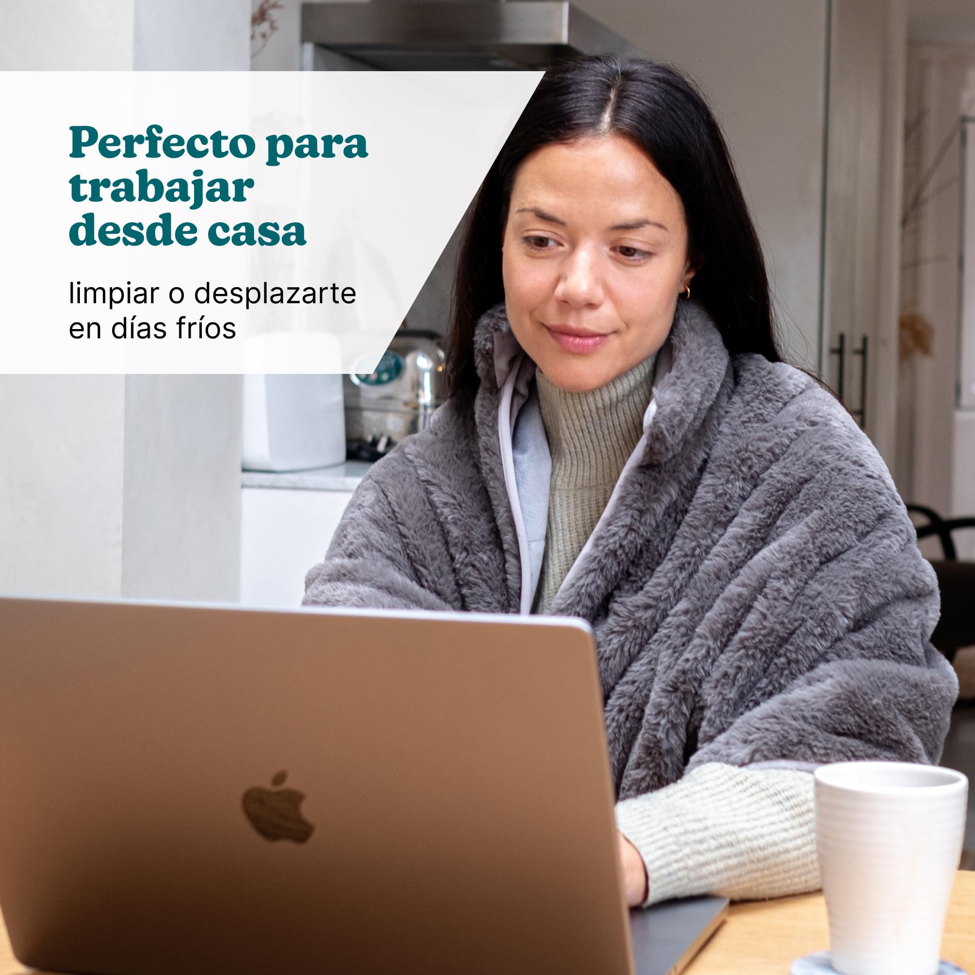 Homedics Cosy Cordless Mantón Calentado Inalámbrico | Manta Térmica Portátil, 2 Configuraciones, Chal Calefactable, Batería Portátil, Ultrasuave para Hogar y Viajes