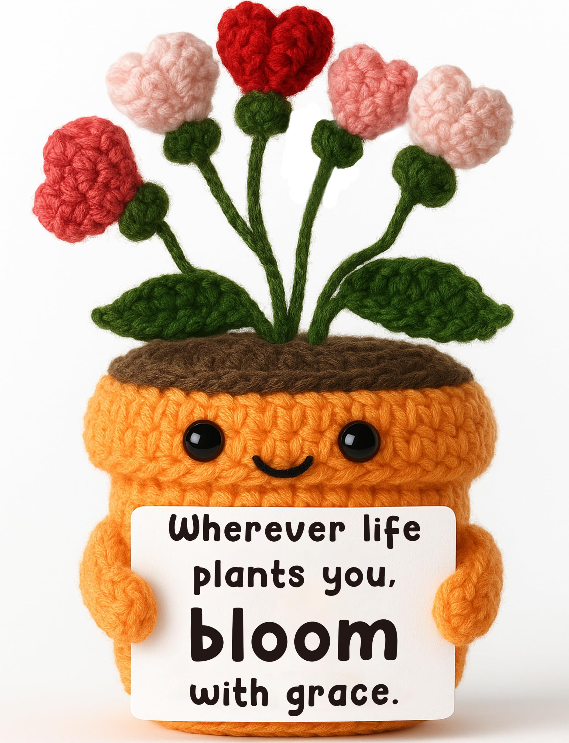 MAMAGIFTREE Affirmations Crochet Positive Plant –Encouragement Knitted Flowers Gift for Growth &amp; Uplifting –Thoughtful Motivation Gifts for Student, Teen, Women Friend, Sister, Bestie, BFF, Coworker