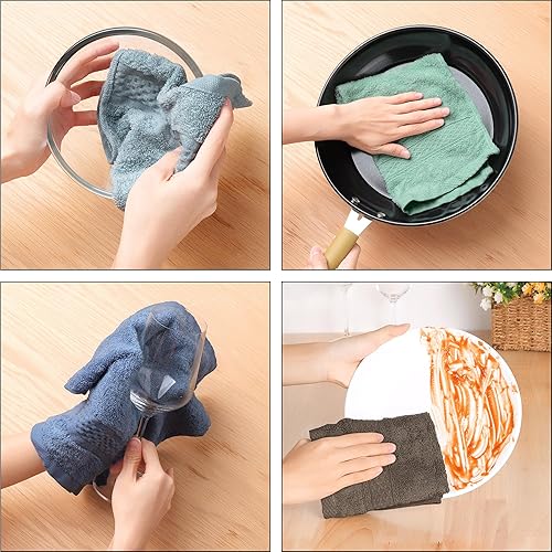 Miniatura 5 de uxcell Toallas de cocina de algodón, gruesas y absorbentes, toallas lisas, 13 x 13 pulgadas, paquete de 6 unidades, color marrón