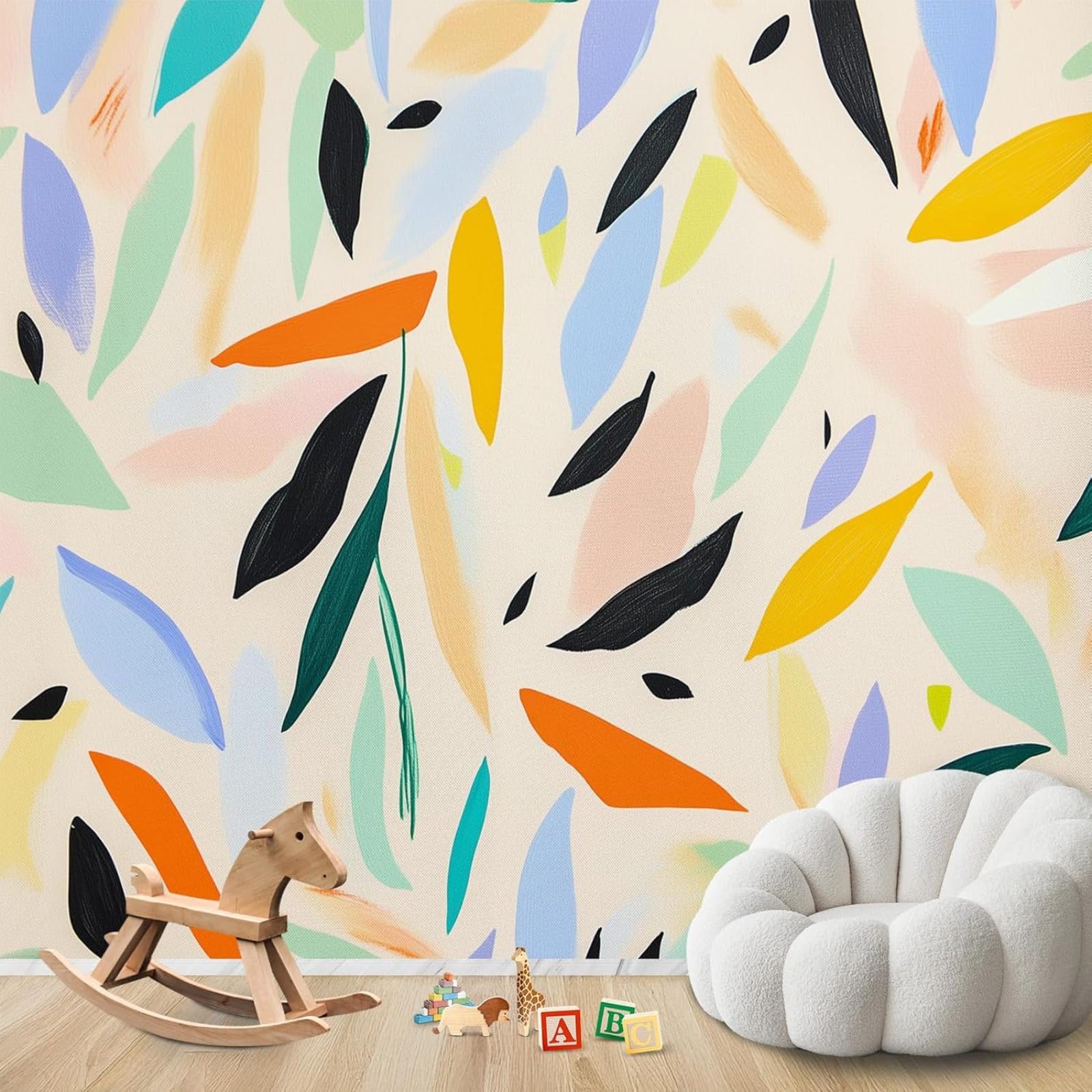 Kfjhgbdshhj 3D Mural Photo Wallpaper Abstract Colourful Leaves Leaf Pattern Non-Woven Modern Living Room Bedroom Children's Room Decoration Motif Wallpaper,430Cmx300cm Wall Sticker - Background Wall - Painting - Poster