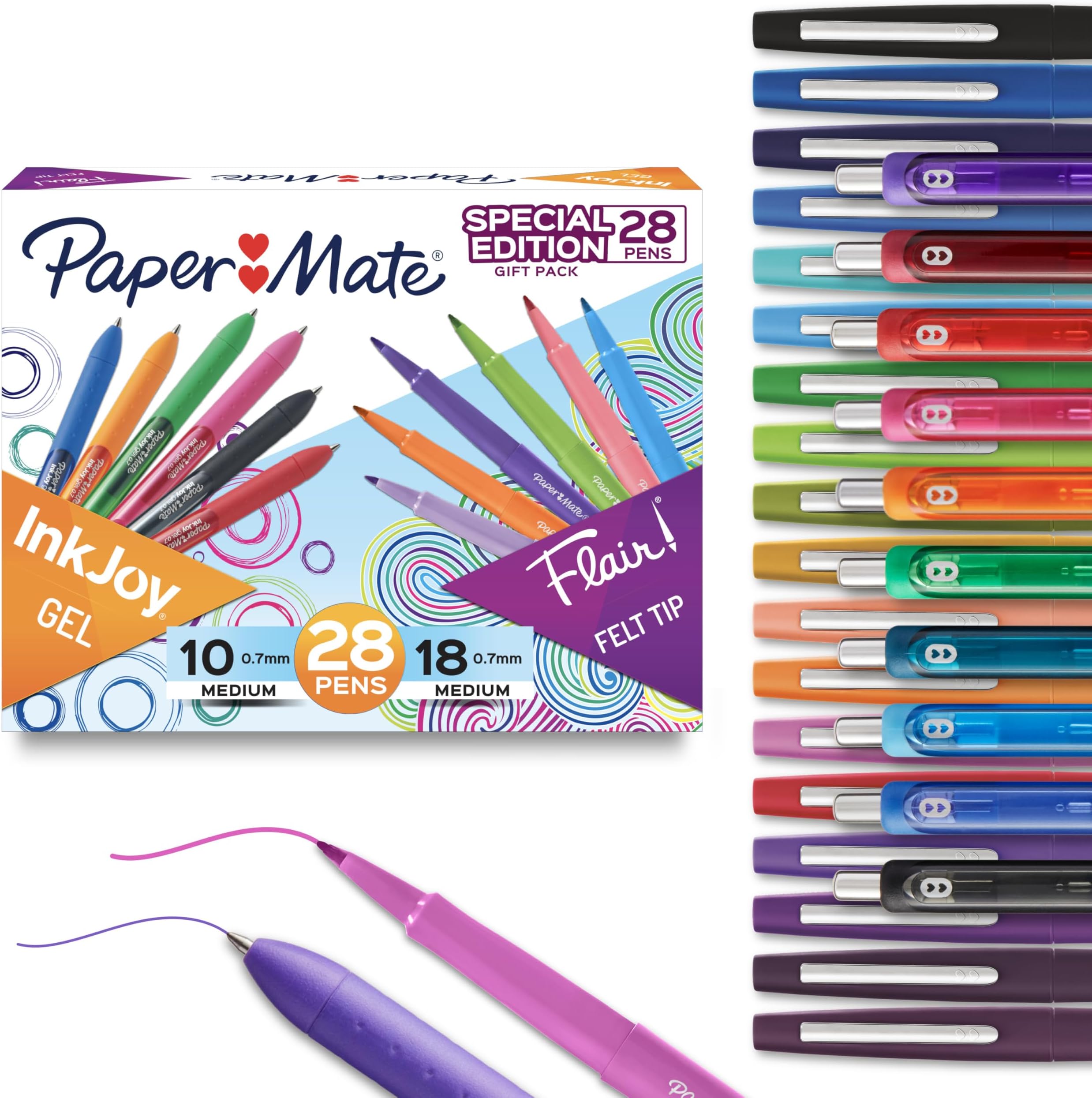 Pens Variety Pack, InkJoy Retractable Gel Pens, Flair Felt Tip, 28 Count - Assorted Colors, Smooth Writing, Fast Drying