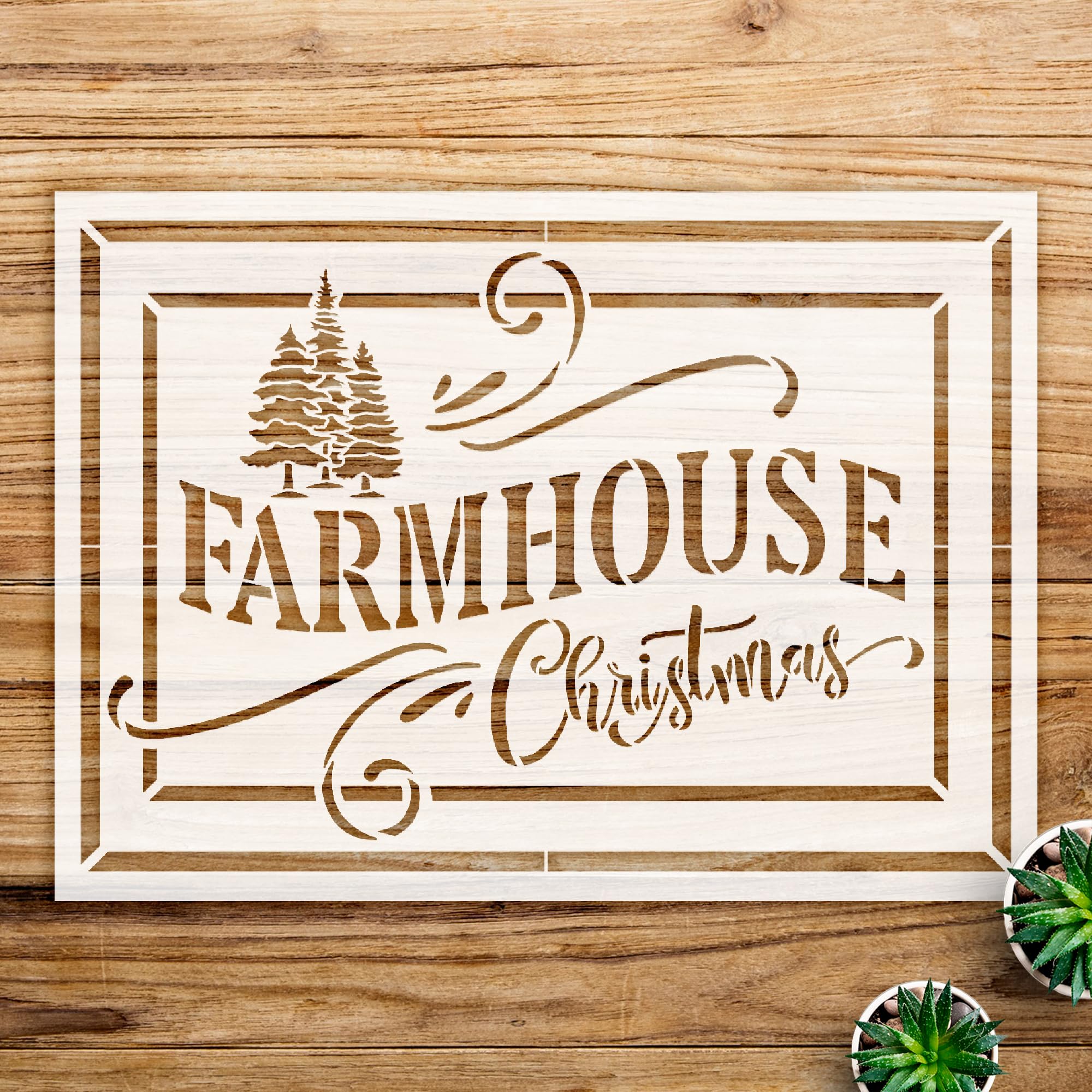 Christmas Tree Stencil for Wood and Crafts, Rustic Winter Holiday Design, Perfect for DIY Home Decor and Seasonal Projects - Size A3 (16.5