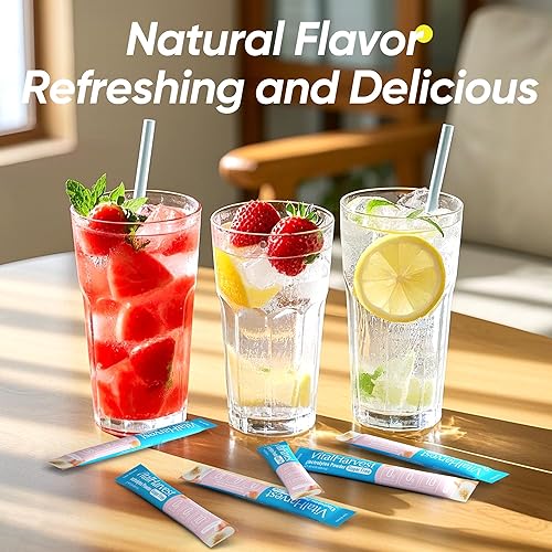 Miniatura 4 de VitalHarvest 36 paquetes de electrolitos en polvo, paquetes de hidratación sin azúcar, líquido de electrolitos, mezcla de bebida diaria IV con