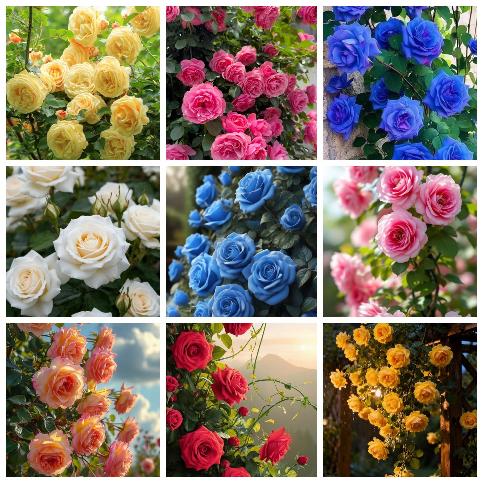 380+ Mix Perennial Climbing Rose Rosa Seeds Bush Vine Climber Fragrant Butterfly Rare Non-GMO Heirloom Flower Seed for Outdoor Garden