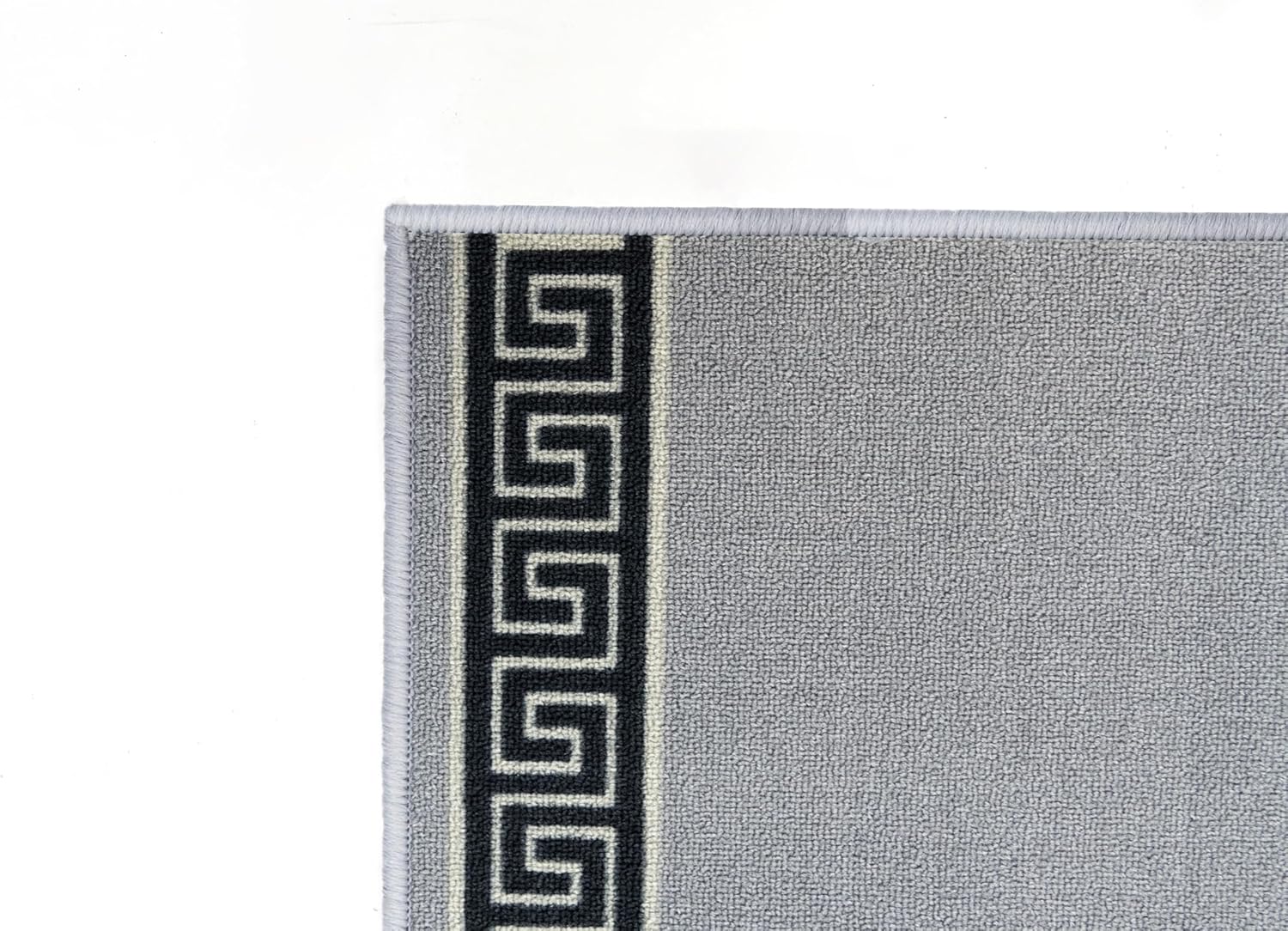 Extra-Long Custom Length Slip-Resistant Runner Rug with Low Pile Absorbent, Stain-Resistant, and Washable. Perfect for Entryways, Hallways, Kitchen 26 in x 10 ft, Meander Grey