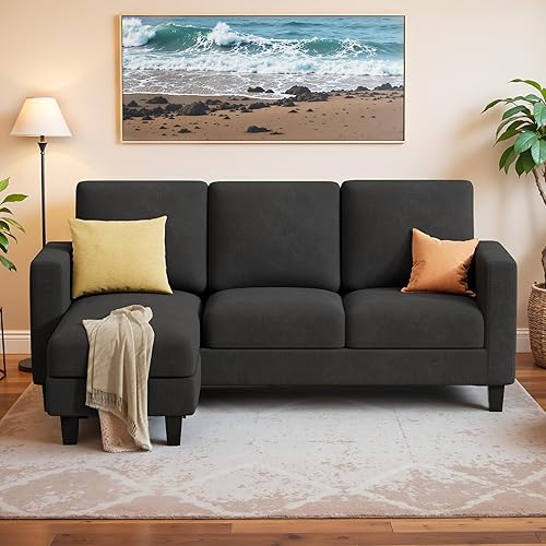 Miniatura 7 de Furmax Sofá modular convertible para sala de estar, sofá en forma de L de 3 plazas con diván reversible, sofá pequeño para apartamento (tela de