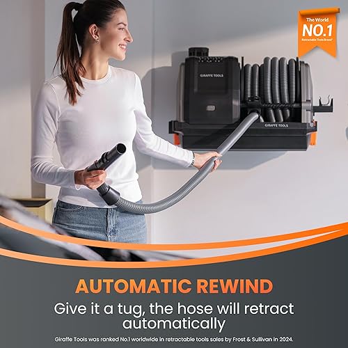 Miniatura 2 de Giraffe Tools Grandstorm - Aspiradora retráctil para montaje en pared, aspiradora húmeda y seca con 6 boquillas para detalles de automóviles con