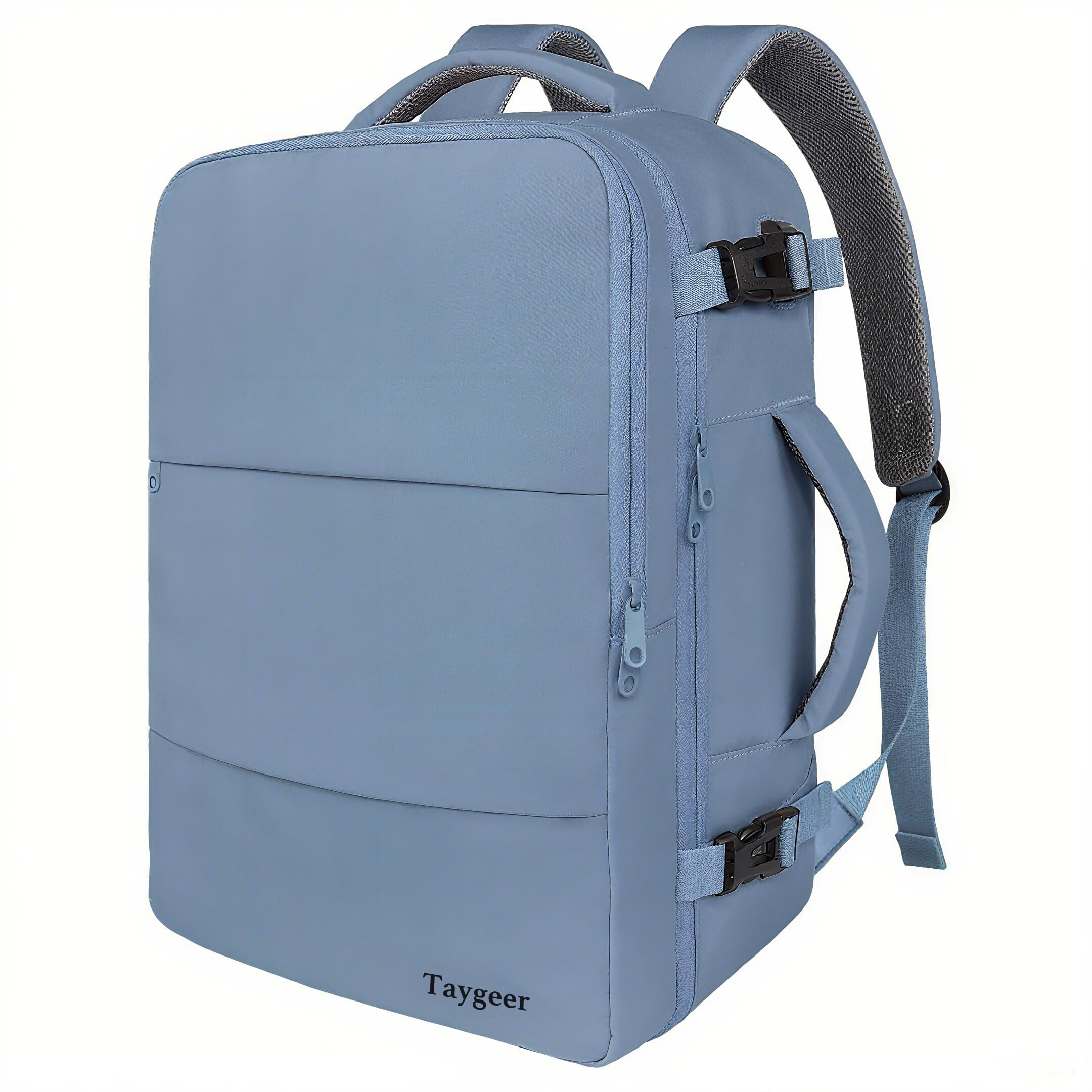 Taygeer Ryanair Handgepäck, 14 Zoll Laptop Rucksack mit USB Ladeanschluss, Klein Reiserucksack Handgepäck Flugzeug 24L Leicht Carry on Backpack mit Schuhtasche für Damen, Herren, Teenager, Smogblau