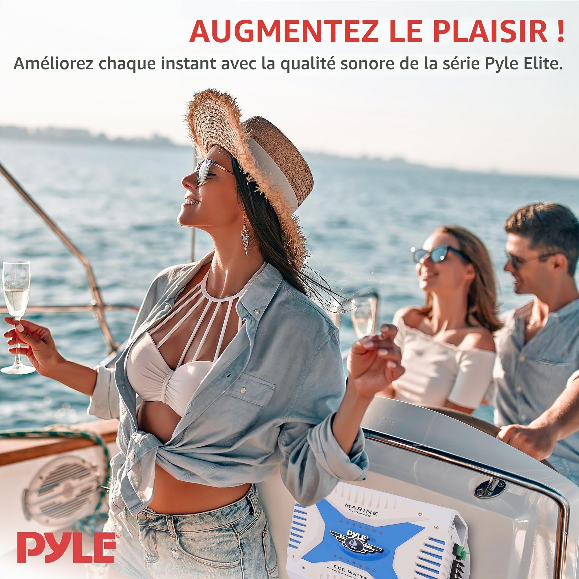 Amplificateur Pyle étanche avec 4 canaux et une puissance de 1000 Watts. Amplificateur MOSFET pontable - Idéal pour bateau, scooter de mer etc.