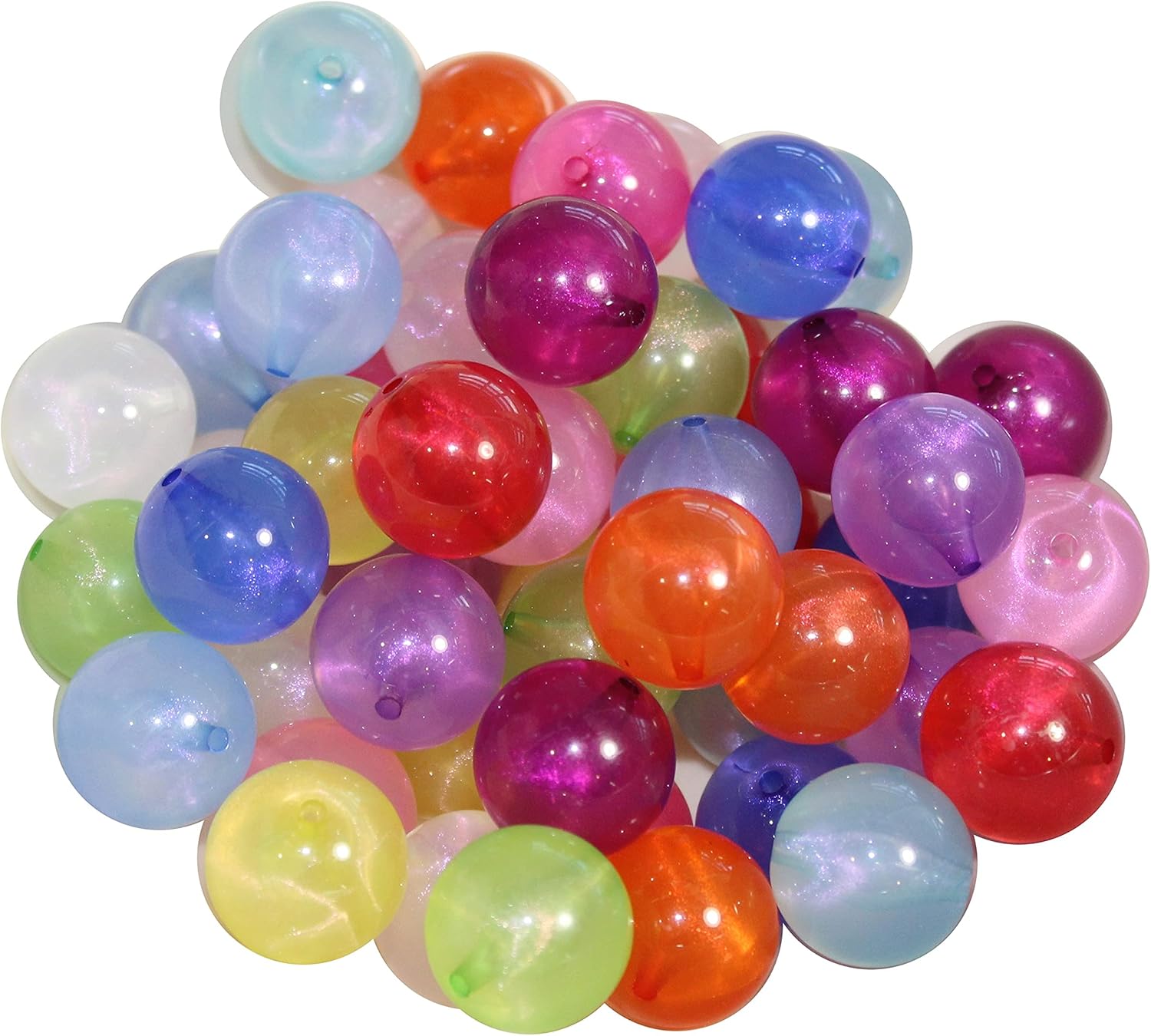 20mm Bulk Mix of 52 Glitter Frost Style Solid Acrylic Chunky Bubblegum Beads 13 Colors Gumball Beads Lot