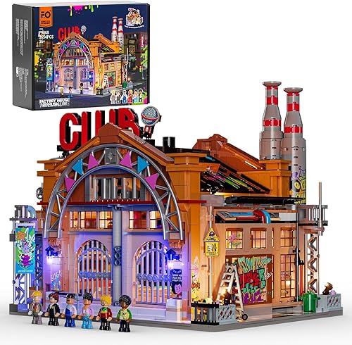 FUNWHOLE Factory House of Music Lighting - Juego de ladrillos de construcción  Street Fusion Music Club City Town Kit de colección modular