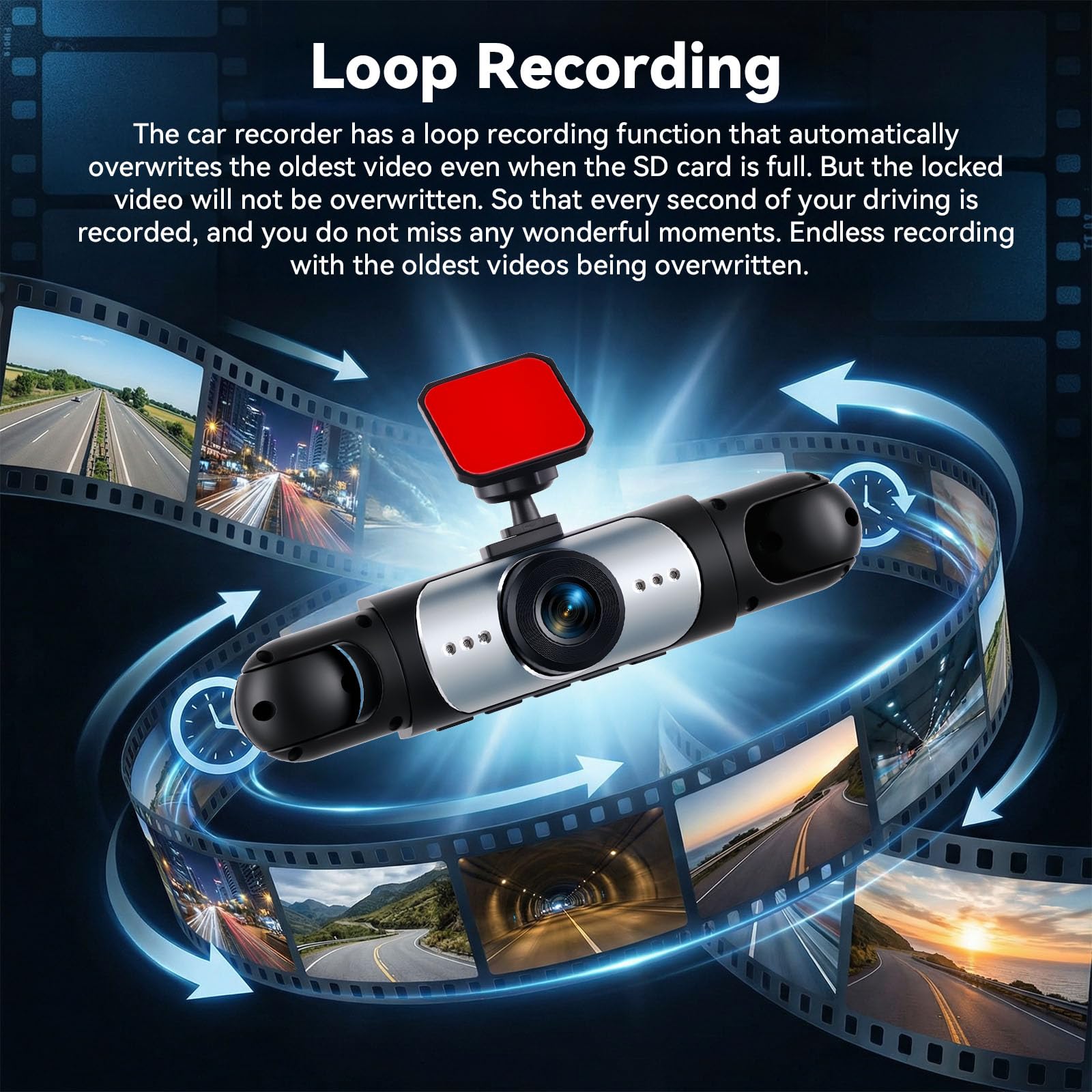 SIXTOP 3,16 Zoll Dash Cam 4-Kamera 1080P Full HD Dashcam mit 360° Rundumsicht - Inklusive Bewegungserkennung, Nachtsicht, Umkehren, 150° Weitwinkel & Loop Aufnahme Für PKW, LKW, Taxi
