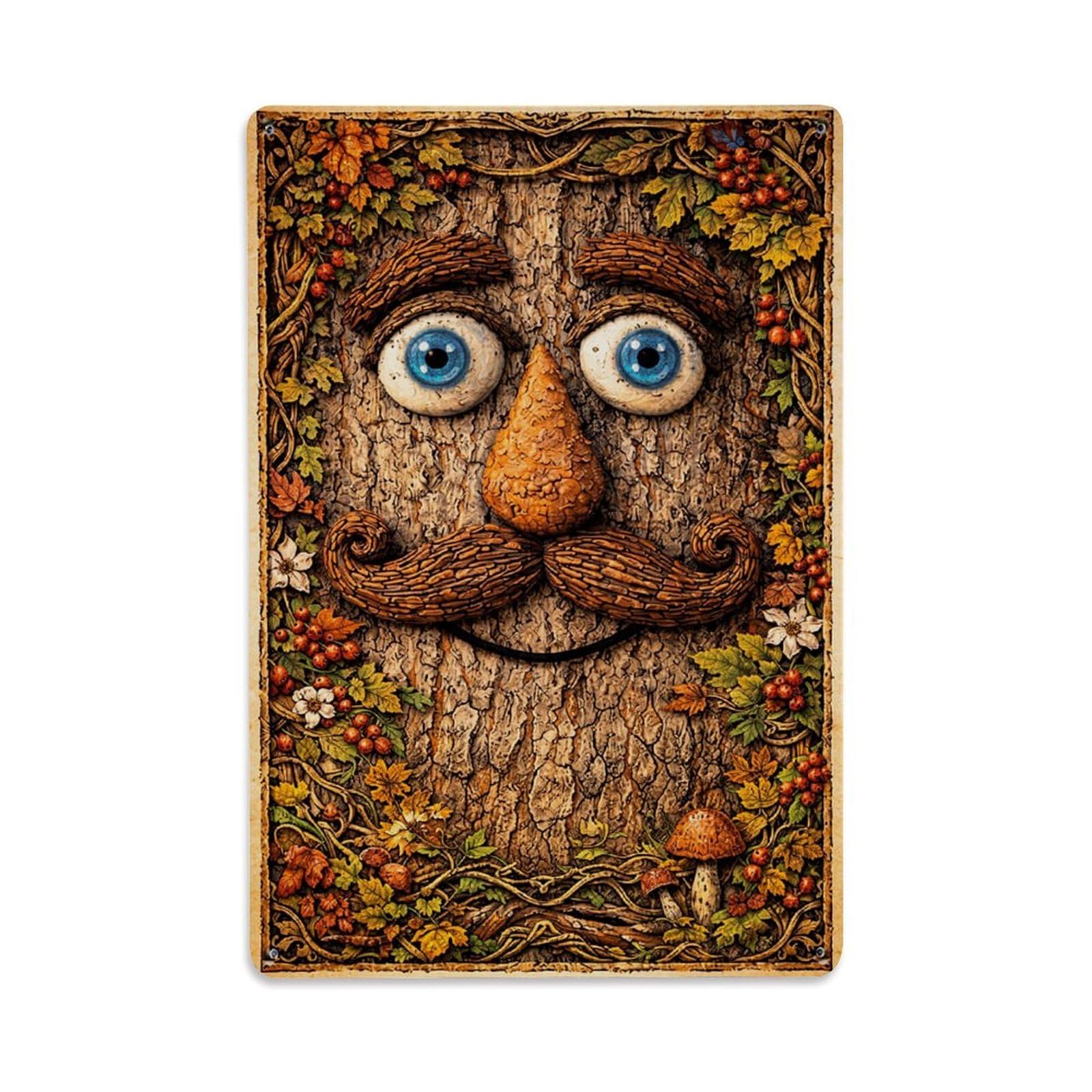 Nestemfo Vintage Whimsical Tree Face Art Print Tin Sign Metal Sign, Living Room,Bar, Home, Bedroom Wall Decor,Retro Metal Poster 8X12 Inches
