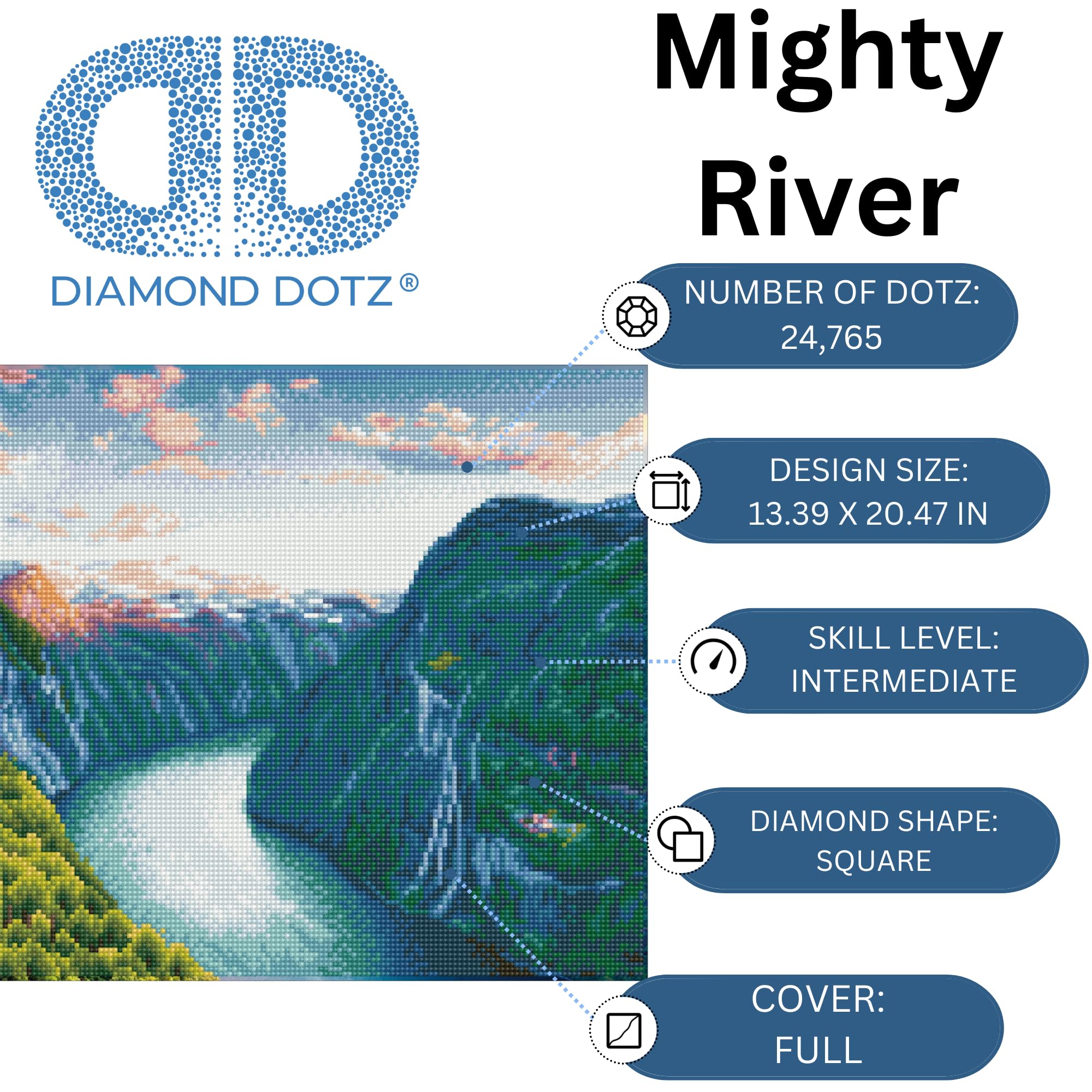 DIAMOND DOTZ DQ10 Intermediate Kit, Colourful, 52 x 34cm, Mighty River - Image 2