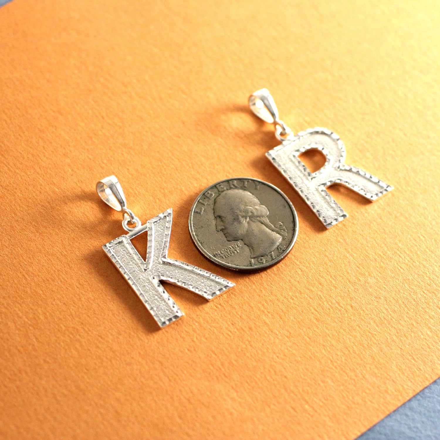 Deidreamers Personalized 1.0 Inch Solid.925 Sterling Silver Initial A-Z Charm - Image 7