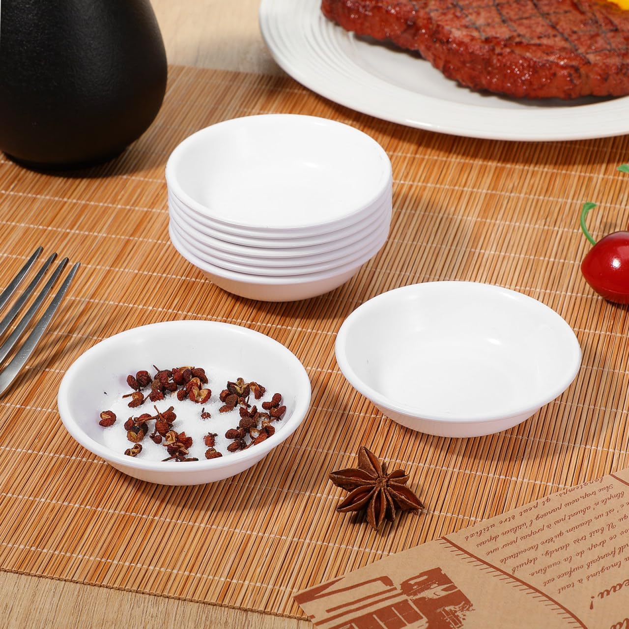 BESPORTBLE 20Pcs Plastic Mini Sauce Bowls Small Dipping Bowls White Condiment Dishes for Sushi Soy Sauce Bbq Tableware Compact Serving Plates