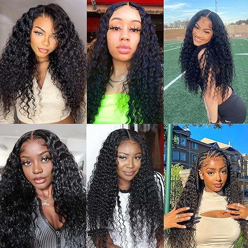 Miniatura 6 de Beautymoon Paquetes de cabello peruano de grado 10A, 12, 14, 16, 18 pulgadas, mechones de cabello humano de onda profunda, color negro natural, 4