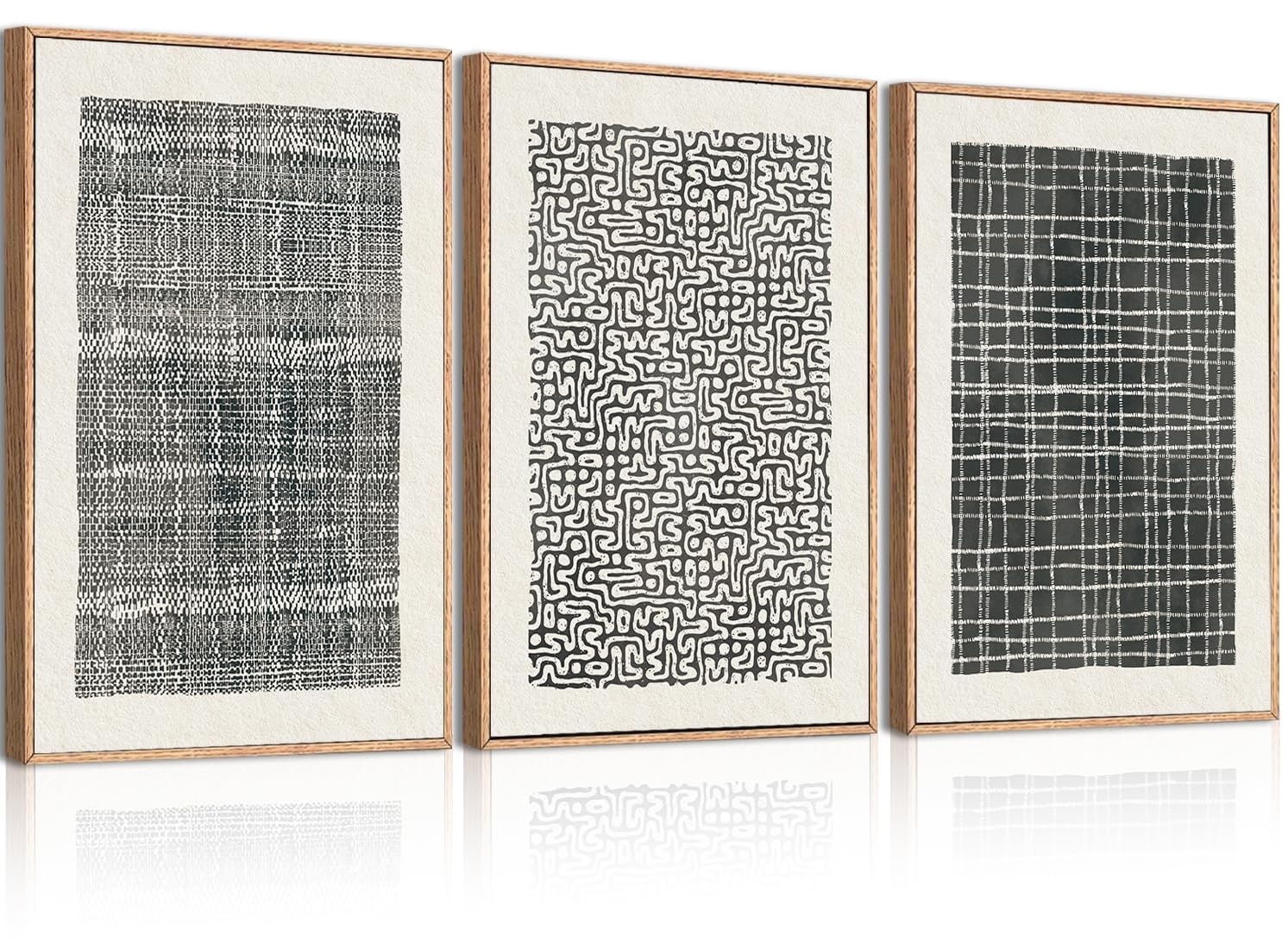 BINCUE Abstract Line Wall Art Set of Three Modern Neutral Black Wall Decor Geometric Minimalist Artwork for Living Room Bedroom Office Home Decoration 24x36 Inches