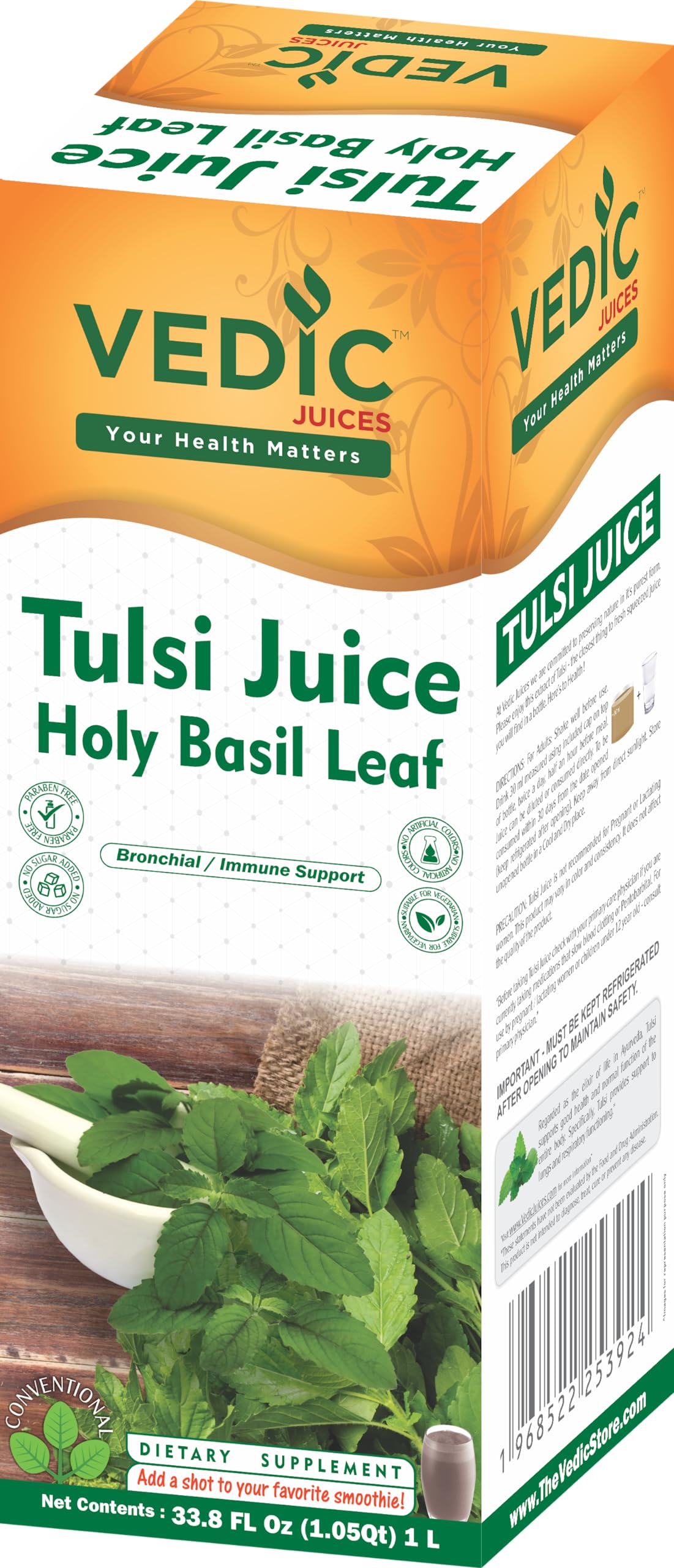 Vedic Juices Basil 1L | Natural for Building Immunity | Immunity and Digestion Booster