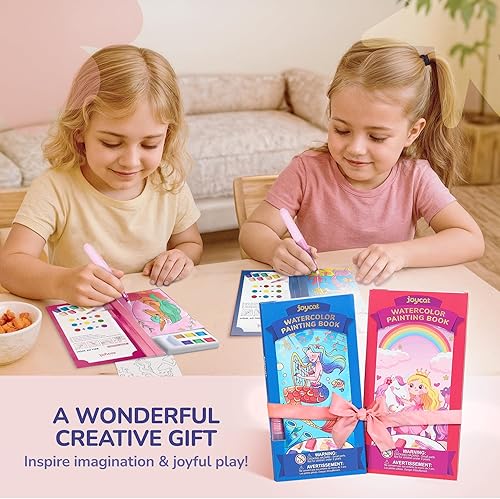 Miniatura 9 de JoyCat Paquete de 2 libros de pintura de bolsillo con agua para colorear para niños, juego de juguetes de actividades de arte y manualidades, kit