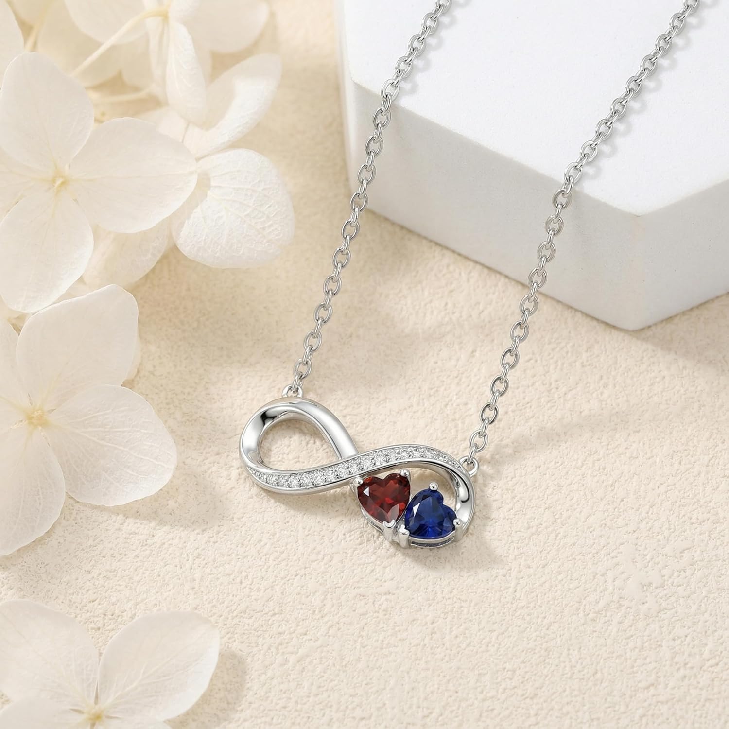 CRMAD Birthstone Necklace for Women Infinity Pendant Jewelry Anniversary Birthday Christmas Gifts for Her Wife Mom Lady Daughter - Image 2