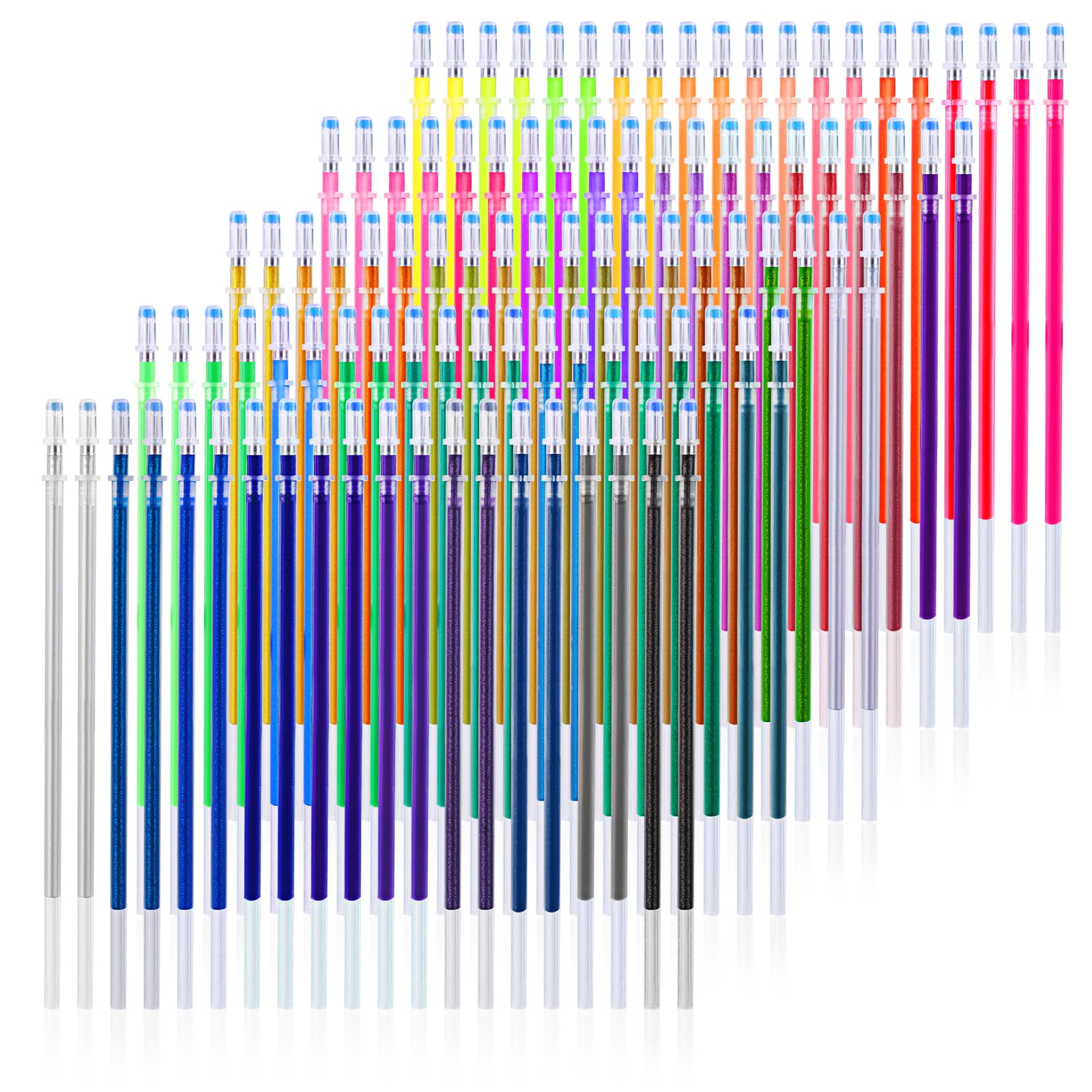 Jeffdad 100 recambios de bolígrafos de gel con purpurina, minas de gel de colores, colores pastel, minas de repuesto para adultos y niños para marcar, dibujar y escribir (50 colores de 0,8 mm)