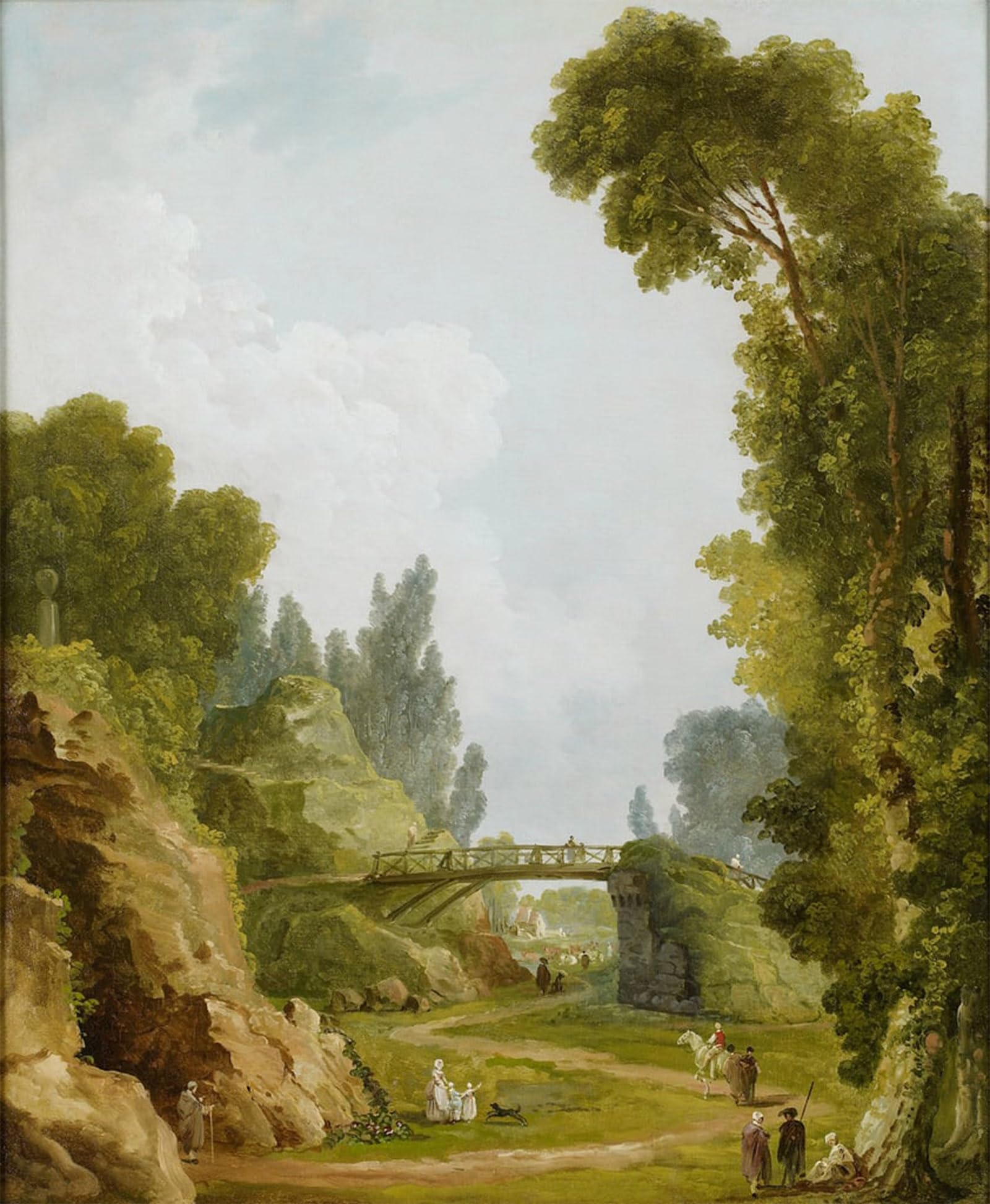 POSTERIIk Vintage Print Pop Art Landscape Artwork the Rustic Bridge Chateau De Méréville France by Hubert Robert Art Prints for Office Home Decor 60x90cm