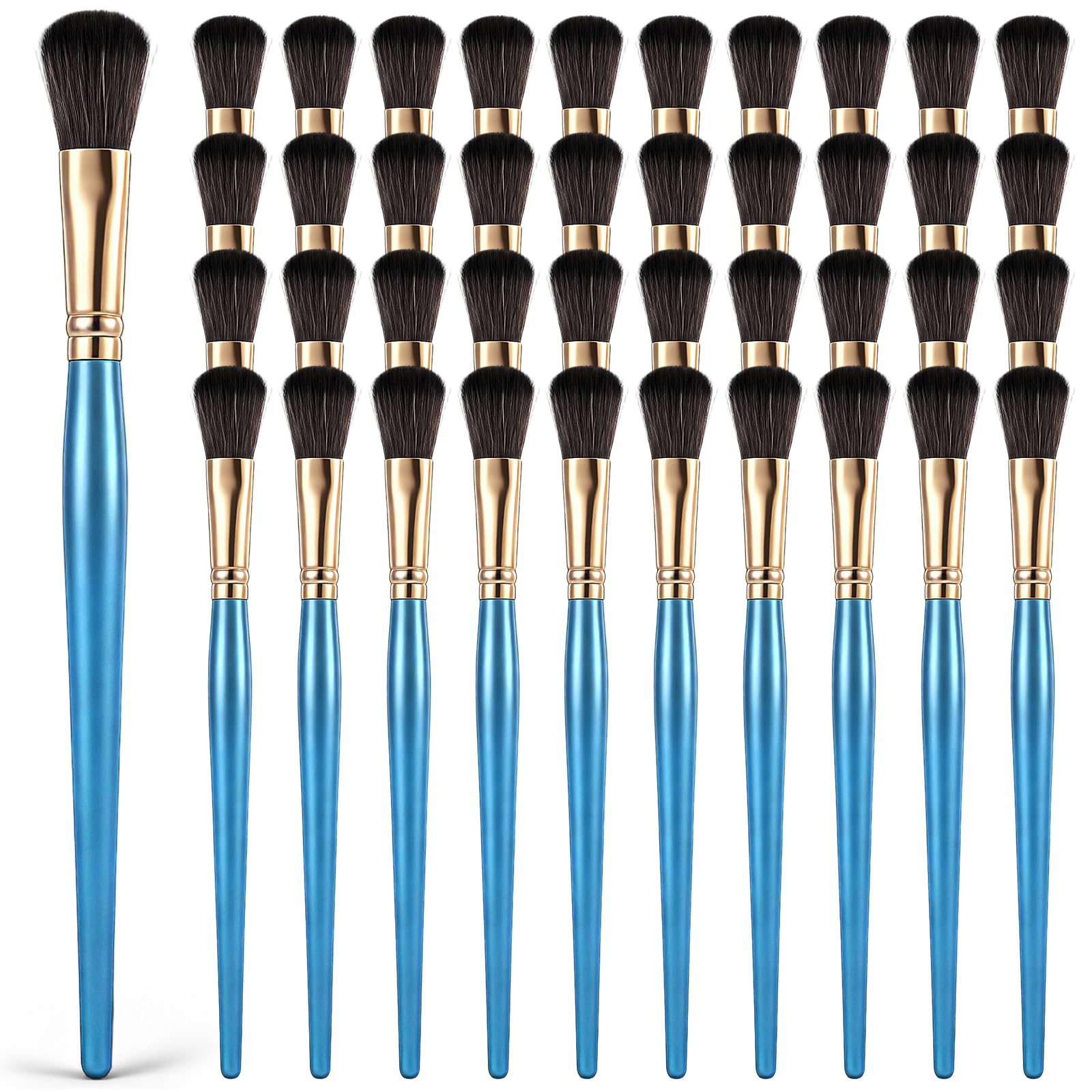 Colarr Lot de 40 pinceaux de 2,5 cm pour peinture acrylique, pinceau ovale avec manche en bois pour peinture acrylique, huile, artisanat, visage et corps (bleu)