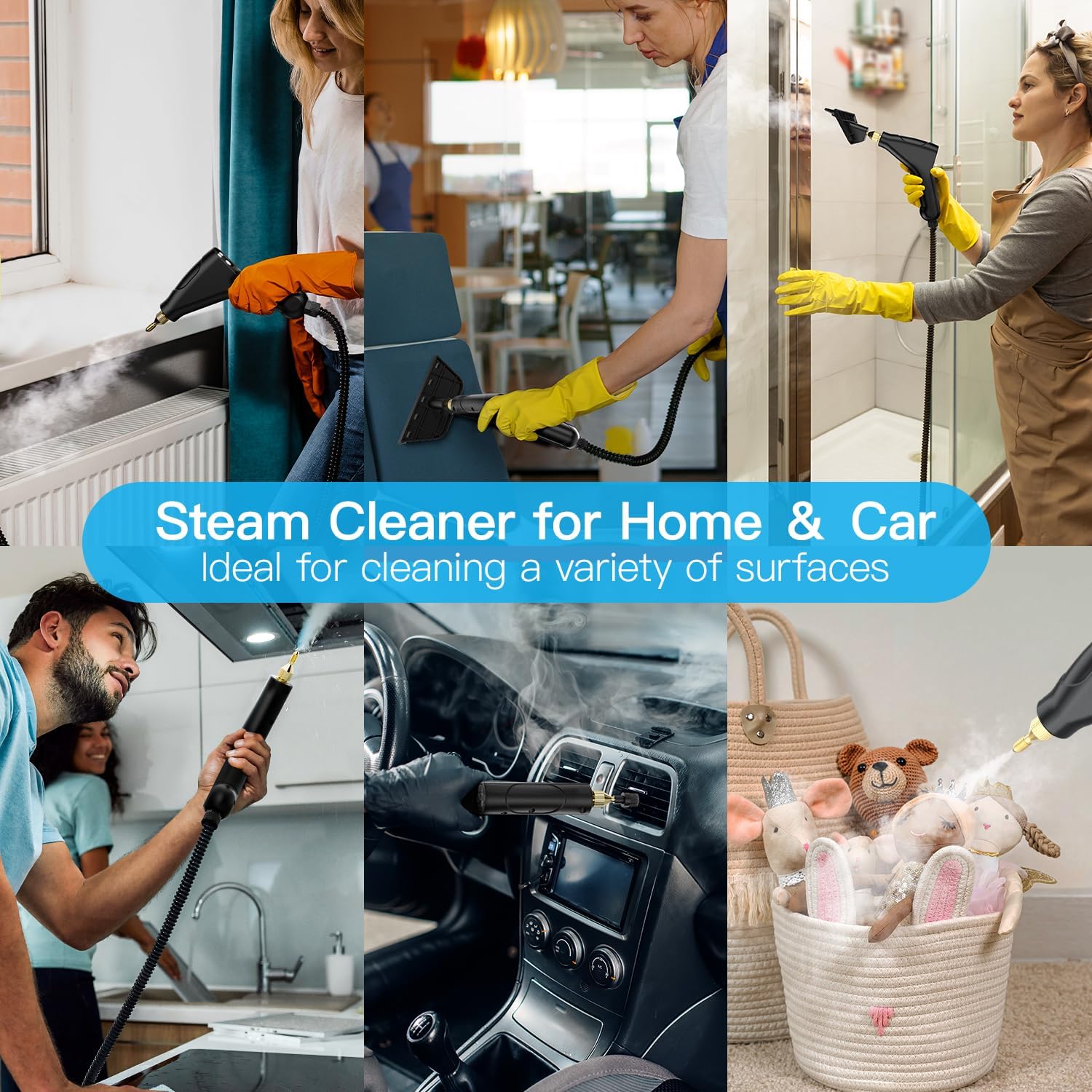 Steam Cleaner for Home Car Detailing Floor, 212°F High Temperature, 1.2L Tank, 15S Heat-Up, Portable Handheld Pressurized Steamer for Cleaning, Steam Cleaner for Carpet Tile Grout Kitchen Grease Couch - Image 4