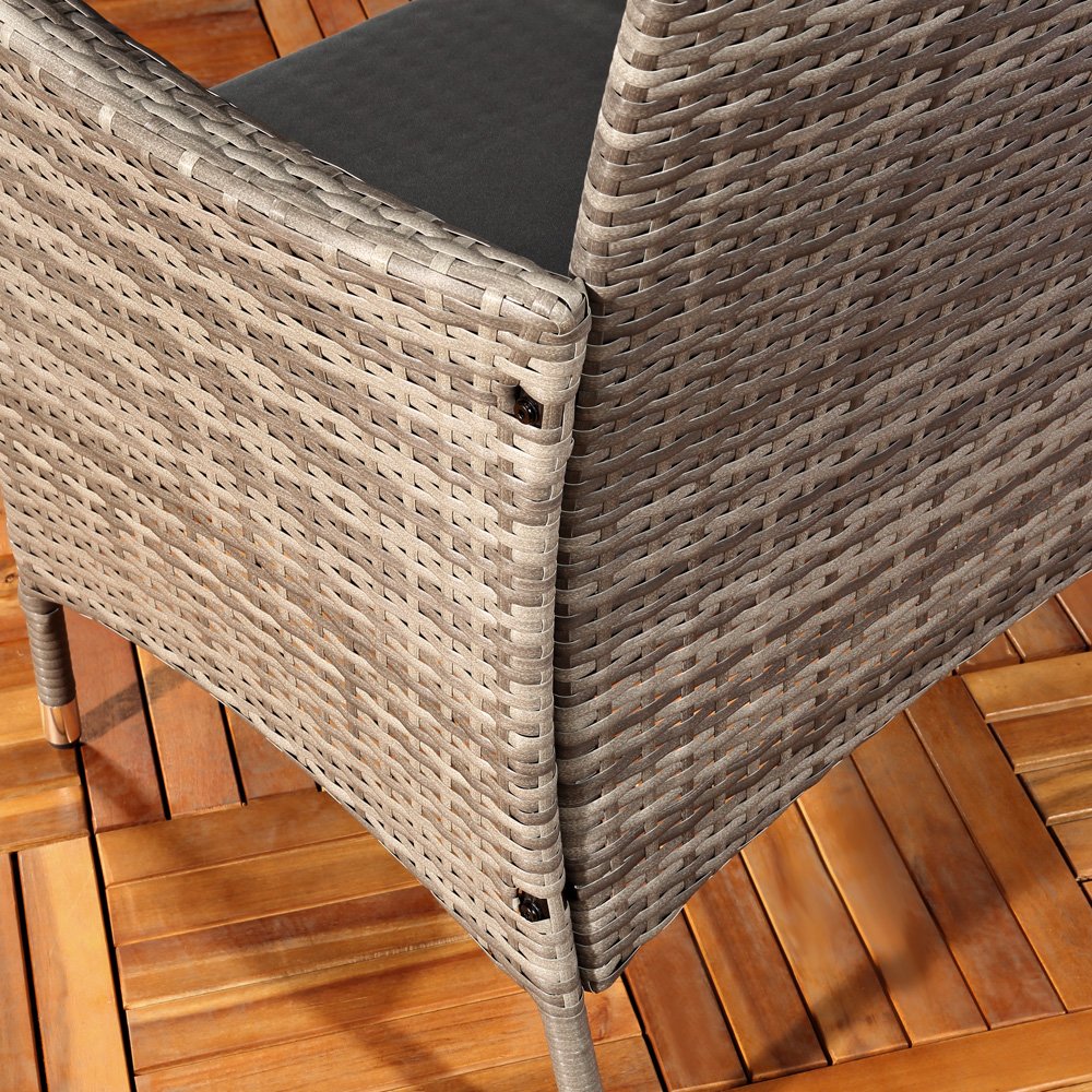 Melko Panchina da Giardino in Polyrattan con Cuscino, Colore Grigio, Dimensioni 108 x 51 x 89 cm, Struttura in Metallo