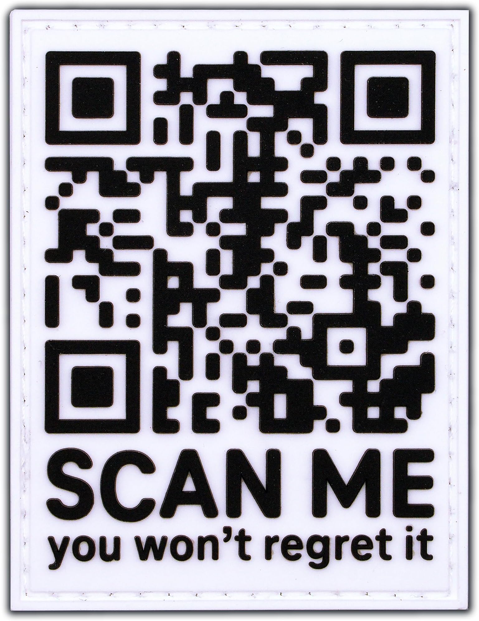 Rick Roll QR Code 'Scan Me' PVC Morale Patch - Funny, Tactical, Military Patch - Patches - Perfect for Army Gear, Backpack, Cap, Vest